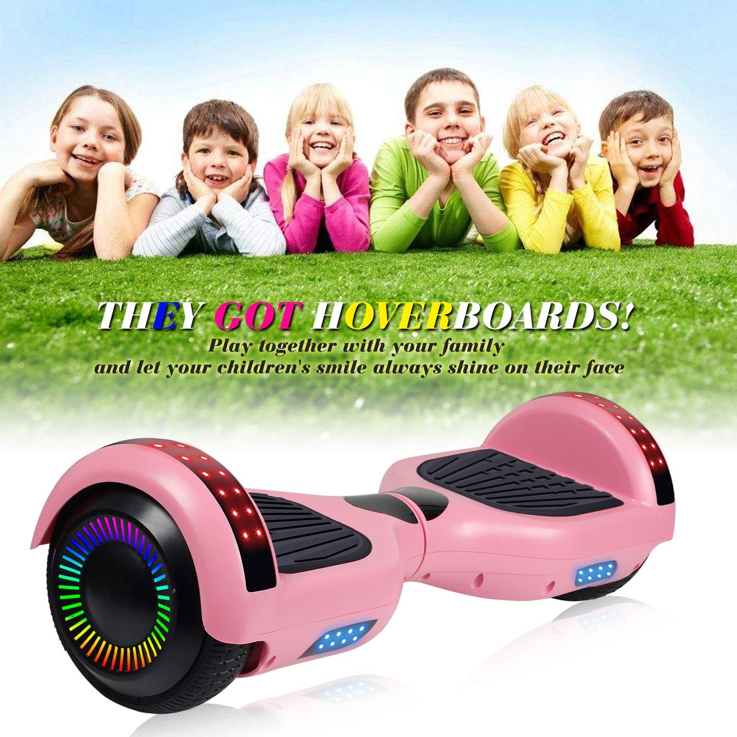 LIEAGLE Hoverboard, 6.5" Self Balancing Scooter Hover Board with Many Certified Wheels LED Lights for Kids Adults(A02 Pink)