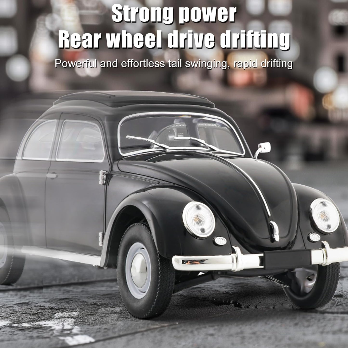 Kodbiby Remote Control Car, 1:16 Scale Classic Beetle 1950 Model Toys Car for Teens, 2.4GHz 4CH RC Car Rear Wheel Drive with LED Ligjhts and Rechargeable Battery, Birthday for Teens Adults