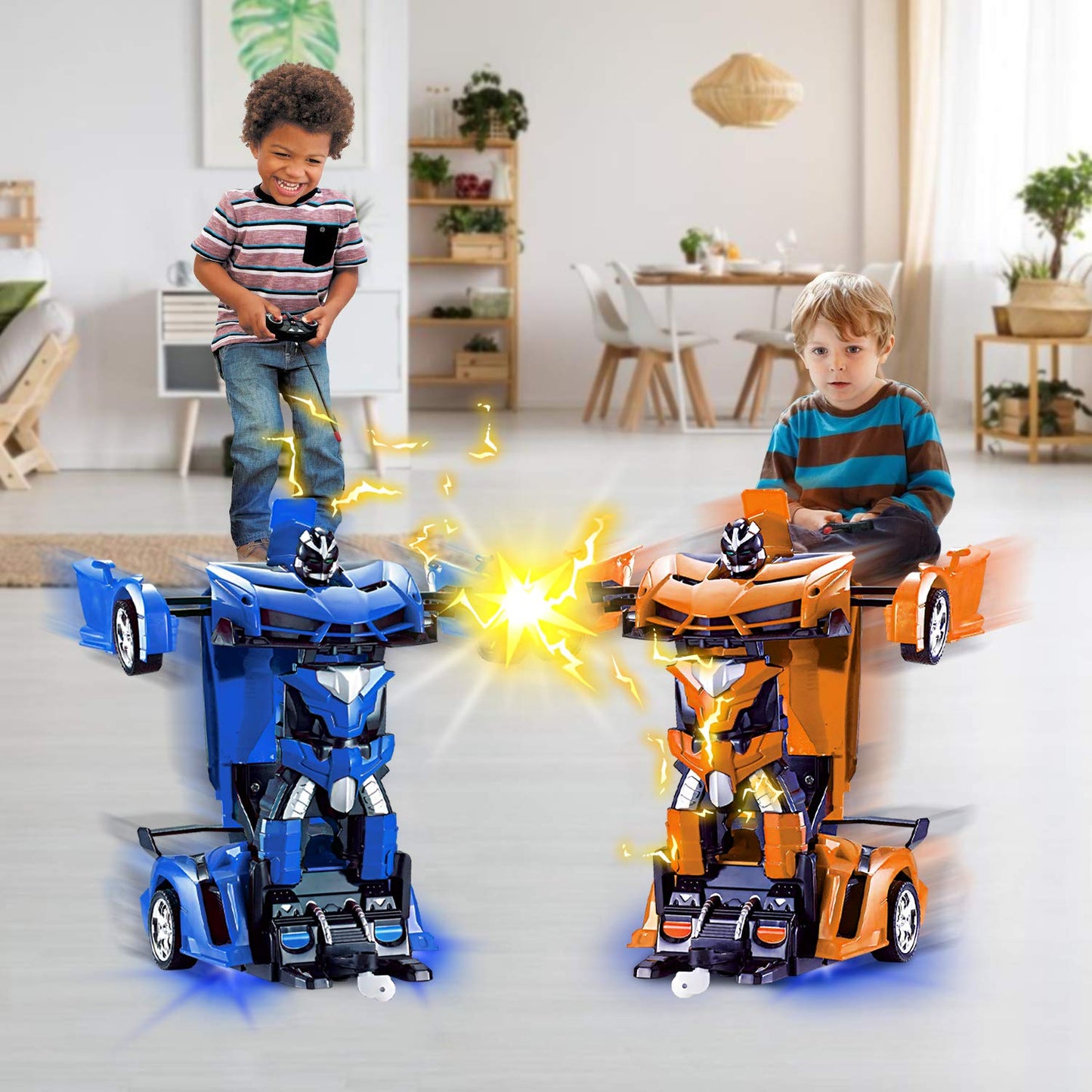 Remote Control Car - Transform Robot Toys for Boys Teens, Rechargeable RC Car with Lights, 2.4Ghz RC Car 1:18 Rechargeable 360° Rotating Race Transform Car Birthday Christmas Gifts for Kids
