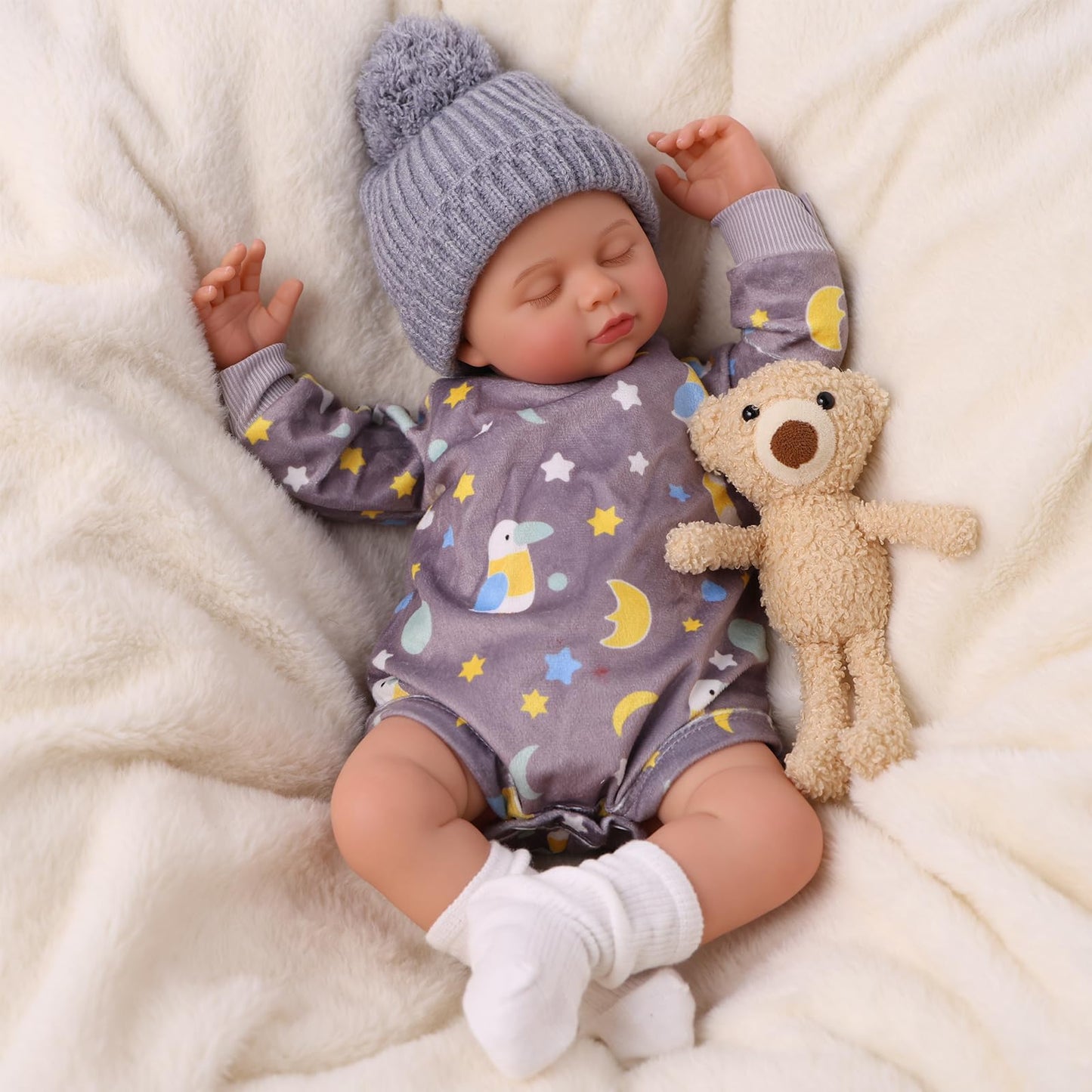 BABESIDE Reborn Baby Dolls - 20 Inch Cute Soft Vinyl Realistic Sleeping Baby Doll, Poseable Real Life Newborn Dolls with Complete Accessories for 3+ Years Old Gifts