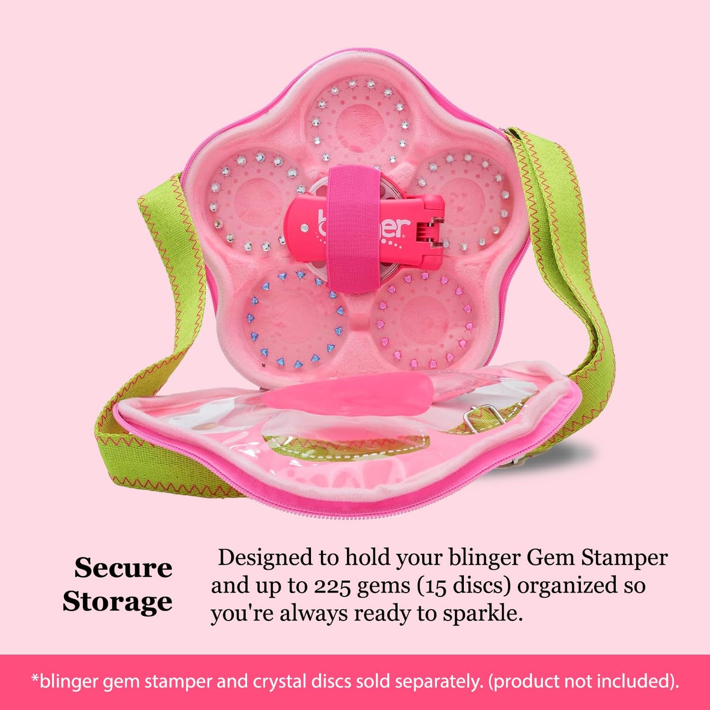 blinger® Flower Carry Case | Perfect Organizer for your Gem Stamper & your Discs (sold separately) | Holds up to 225 gems! | Gem Stamper & Discs Not Included