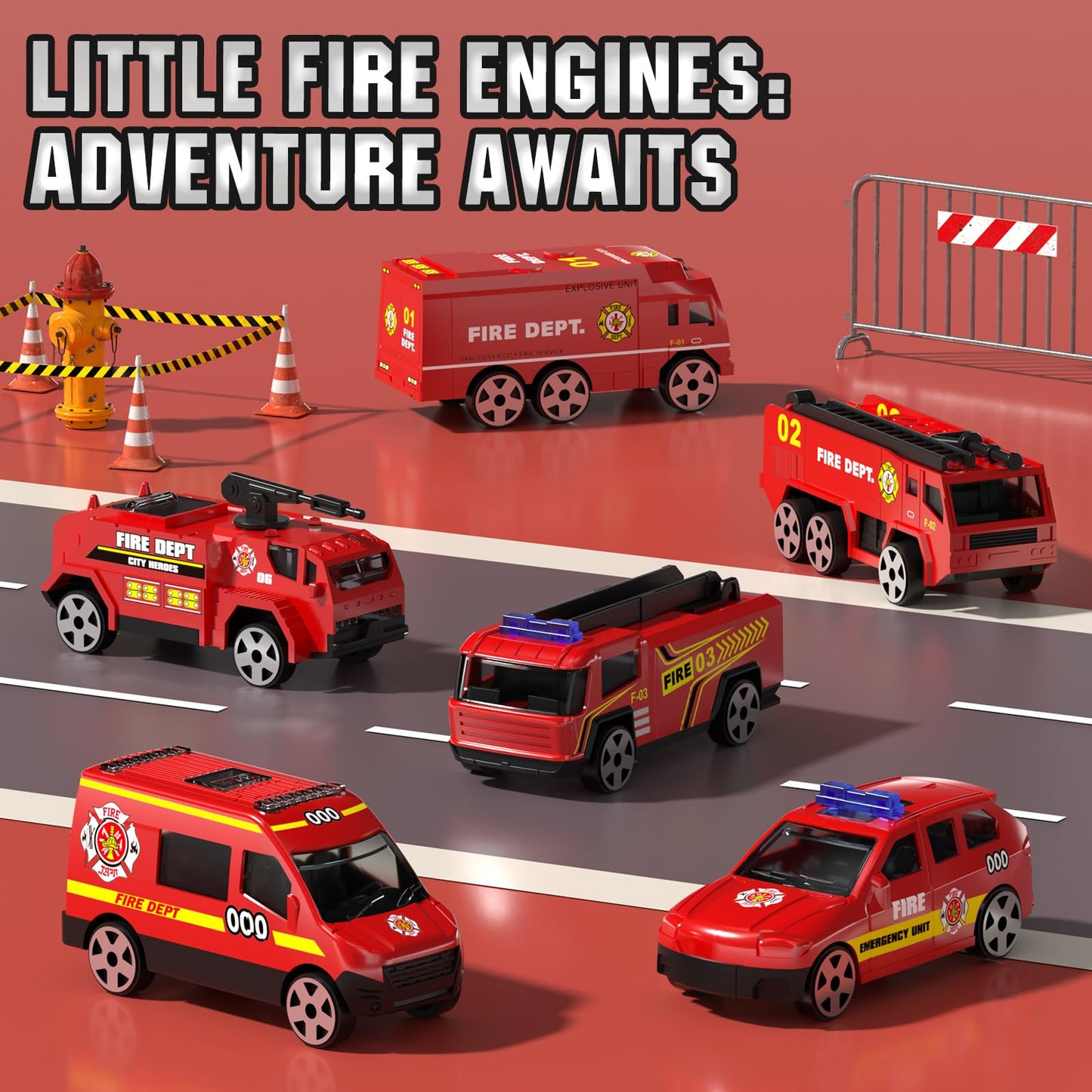 Lehoo Castle Fire Truck Toy for 3 4 5 Years Old Boys, Fire Trucks Playset with Rotating Ladder, Realistic Lights & Sounds, Birthday Gifts for Toddlers 3+