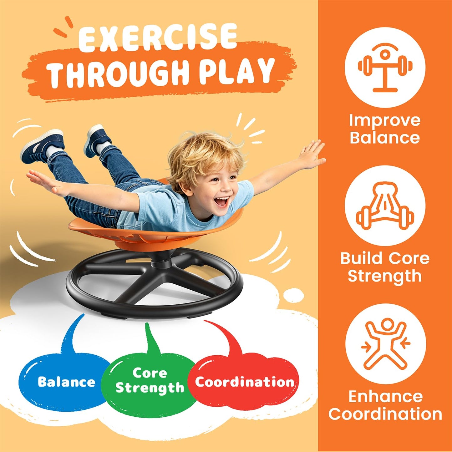 ALSPON Spinning Chair for Autistic Kids | Sensory Spinning Chair and Sit and Spin Toy | Sensory Seat for Toddlers Development