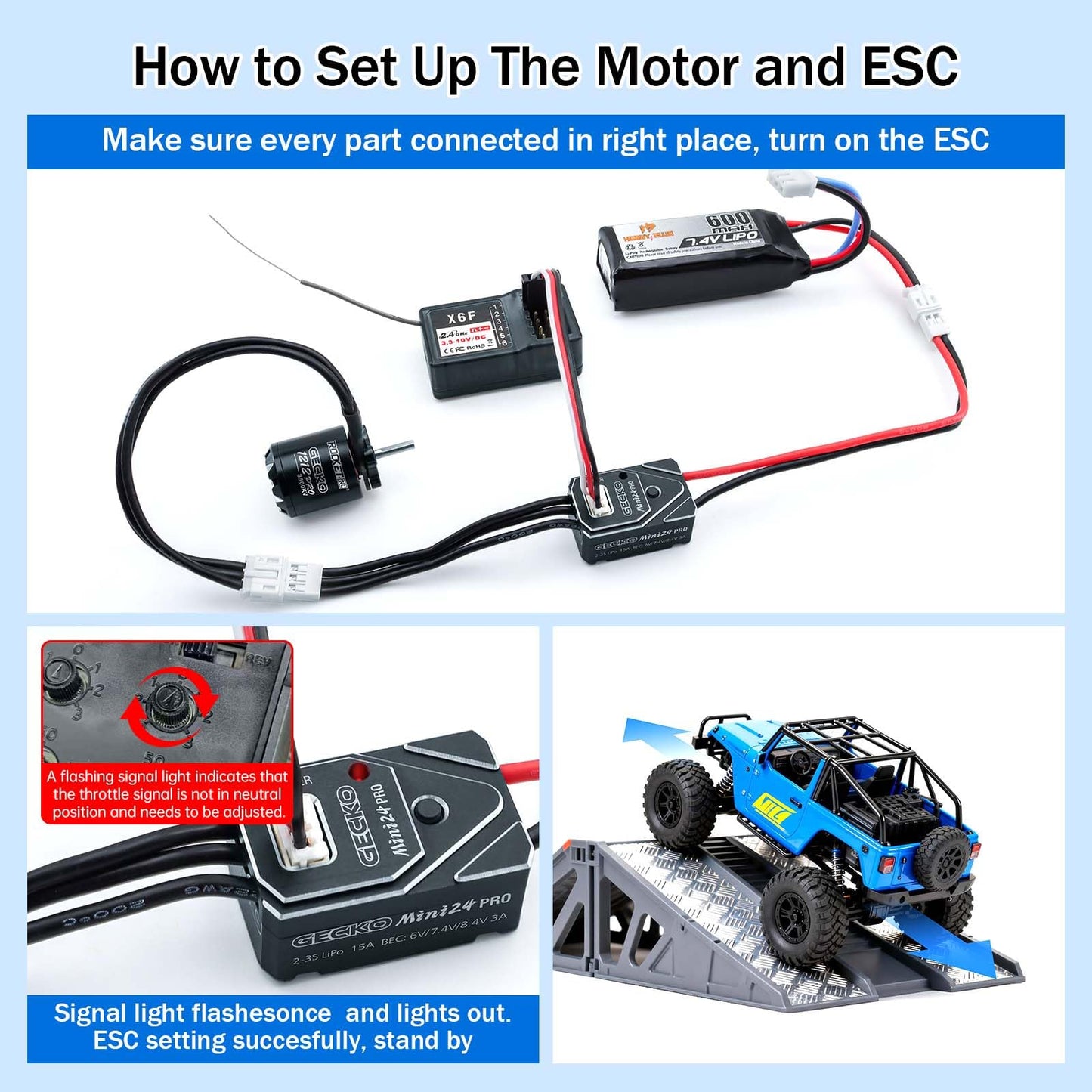 Surpass Hobby 1212 Pro 3500KV Outrunner Brushless Motor and 25A Waterproof Brushless ESC for 1/18 TRX4M Ascent-18 Upgrade