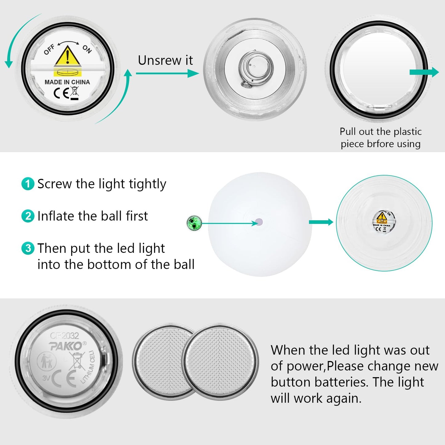 Icnice Pool Toys, LED Beach Ball, Glow in Dark Party Supplies, 4 Pack Inflatable Light up Ballon 12'' Floating Pool Light with Remote 16 Color 4 Mode (4 Pack)