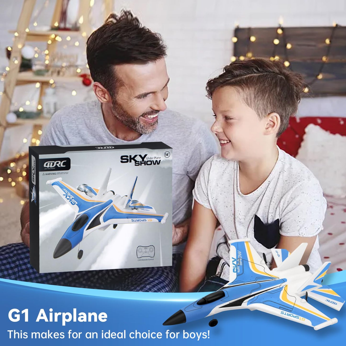 4DRC G1 RC Plane for Adults Kids, RC Airplane Fighter Jet 2.4GHz 4 Channel 6-axis Gyro Stabilizer RTF Glider Aircraft Plane Toys, Easy to Fly Remote Control Airplane Glider for Kids & Beginners