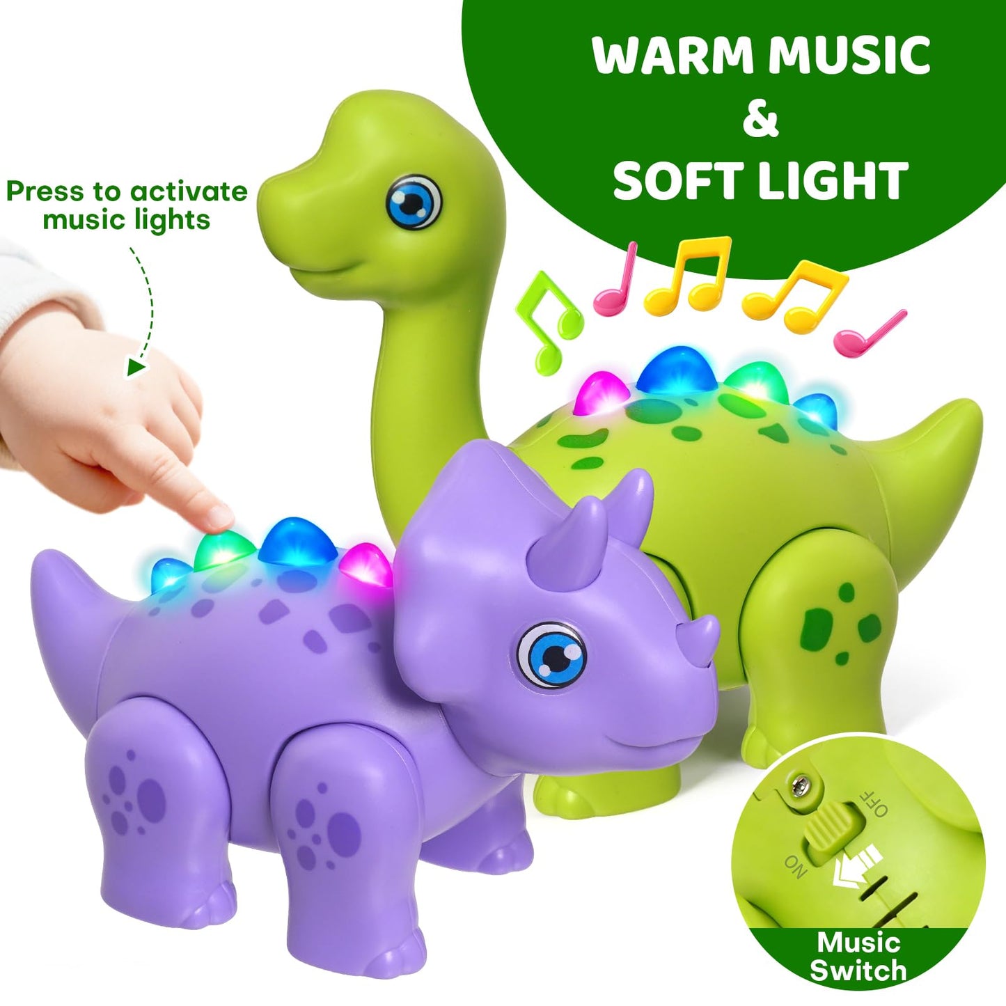 HOPANDOS Magnetic Dinosaur Toy Set for Kids - Assembly Dino Toys with Light & Music, Take Apart Building Set for Toddlers 3-5, Sensory STEM Educational Baby Toy, Birthday Gift for Boys Girls 1-3
