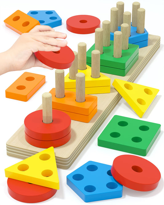 Yetonamr Montessori Toys for 1 2 3 Years Old Boys Girls Birthday Gifts, Wooden Sensory Toys for Ages 2-4 Toddlers Kids Baby, Toddler Learning Toy Activities Puzzles Ages 1-3
