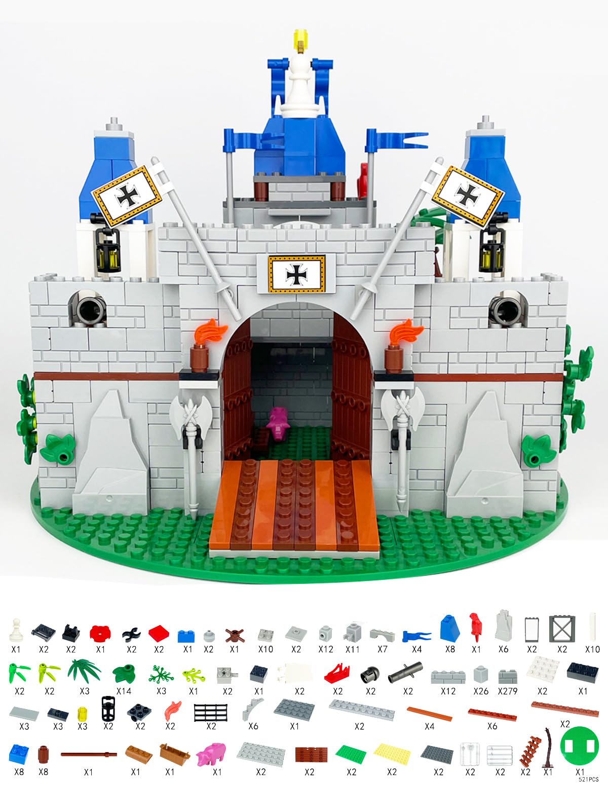 Piegricdiat Medieval Knight Castle Building Blocks Set – Comes with 12 Knights Figures , Compatible with Lego Medieval Town Square House Toys , for Adults & Children Ages 6+