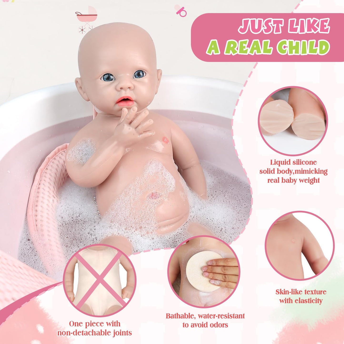 IVITA 14 inch Silicone Baby Dolls Girl Weighted 2.92 lb,[NOT Vinyl],Silicone Full Body Reborn Realistic Lifelike Real Life Newborn Soft Babies with Complete Accessories & Gift Box for Kids Age 3+