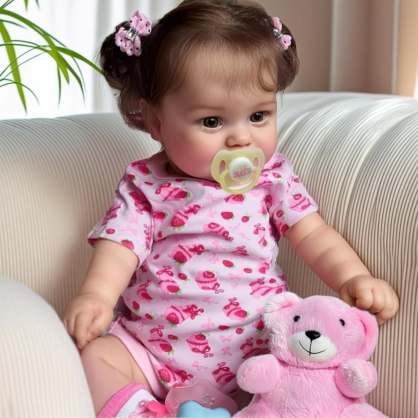 JIZHI Lifelike Reborn Baby Dolls - 20Inch-Real Baby Feeling Realistic-Newborn Baby Doll Adorable Smiling Real Life Baby Dolls with Gift Box for Kids Age 3