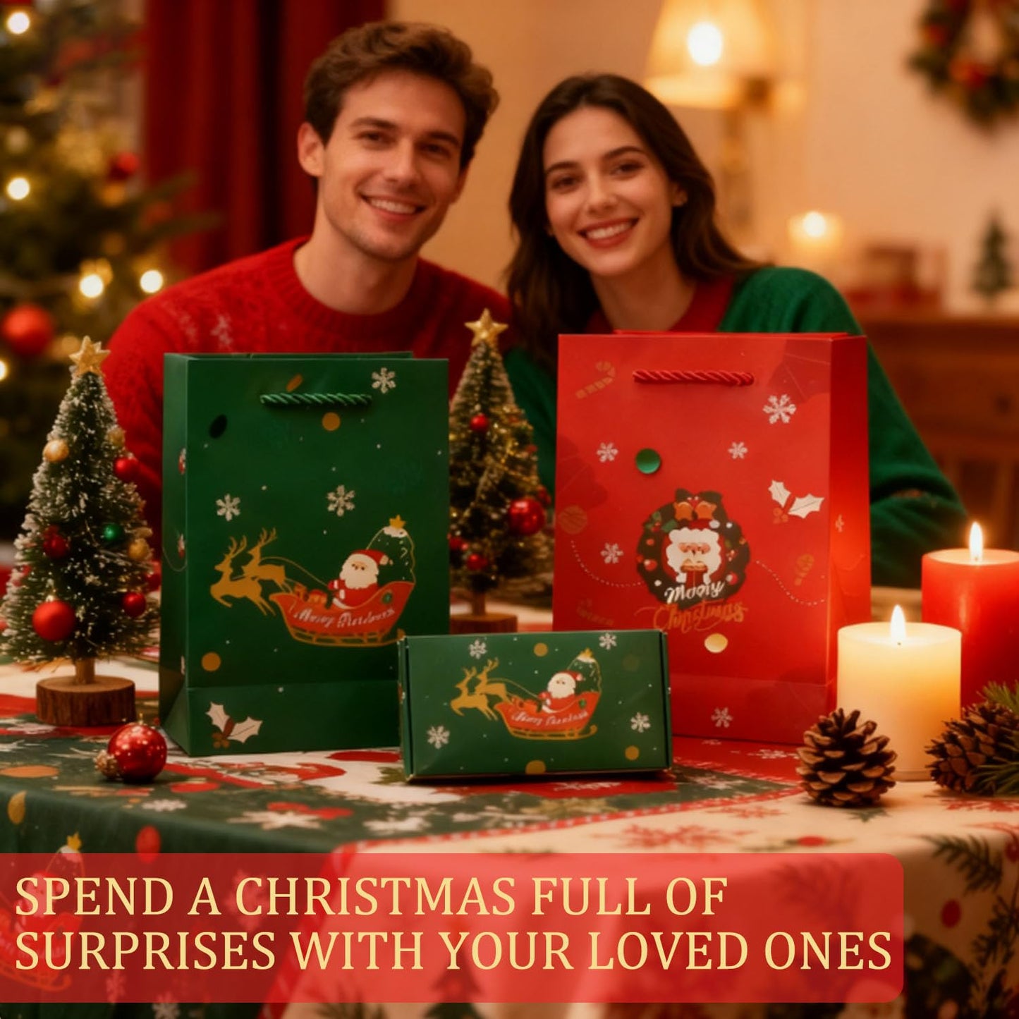 BOVVSKY 16PCS Surprise Gift Box Explosion for Money, Merry Christmas Surprise Gift Box Explosion for Money, Christmas Cash Luxury Folding Pop-Up SurpriseBox (Red)