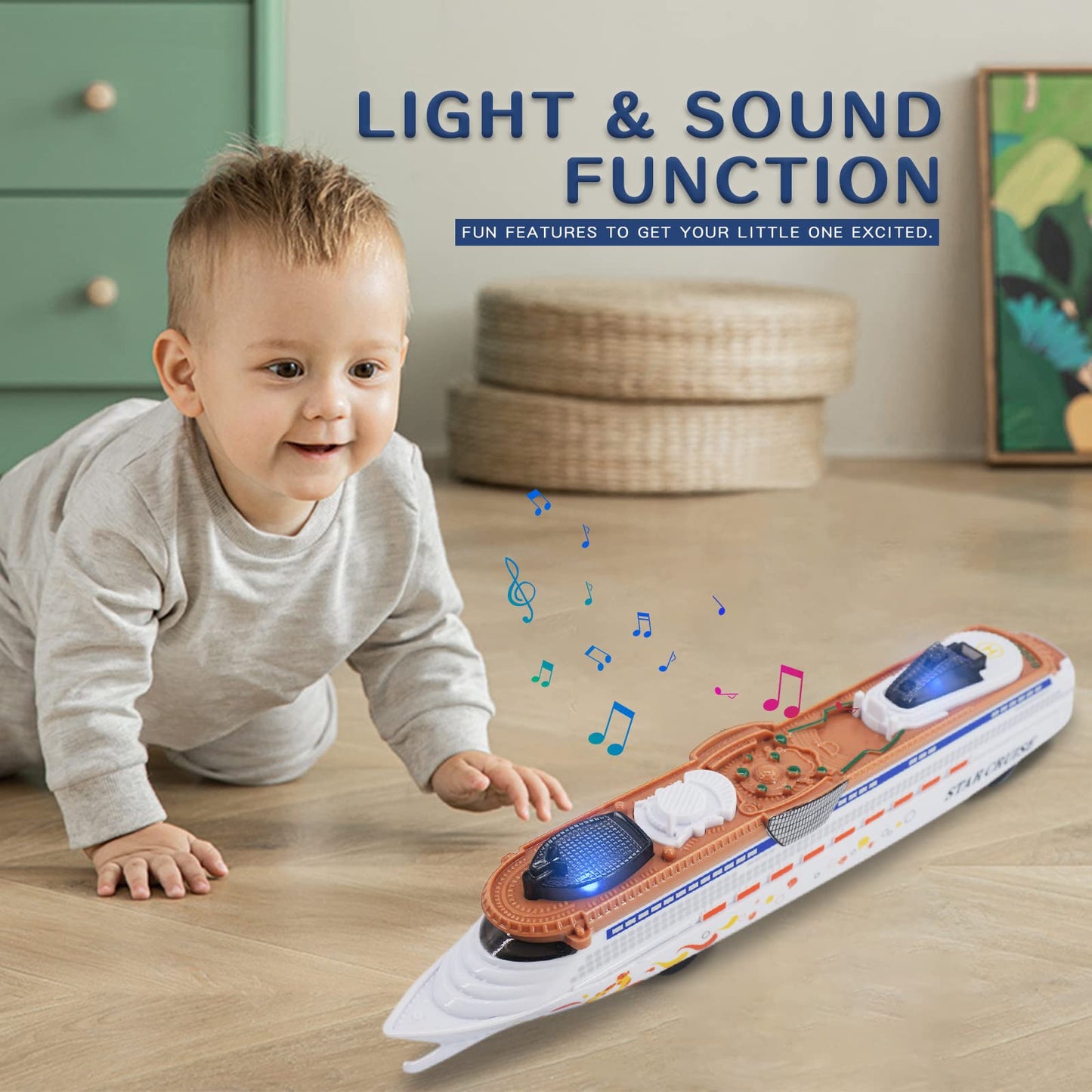 OTONOPI Cruise Ship Model Toy Ocean Liner Boat Toy with Light and Sound for Kids Toddlers Boys Girls Adults Age 3-12+ Birthday Children's Day Gift Home Decoration Collection