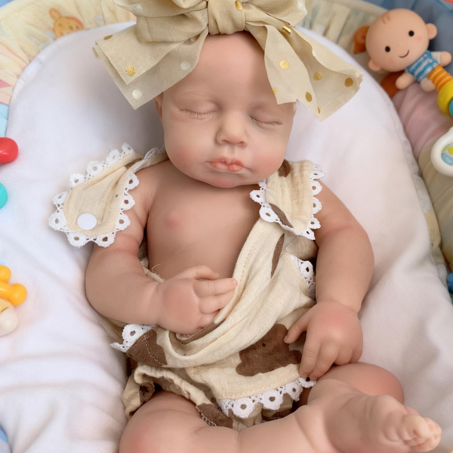 Yokyyi 18 inch Silicone Baby Doll Lifelike Reborn Dolls Full Body Eyes Closed Sleeping Realistic Handmade Girl Mouth Opened for Kids Ages 3+ & Collectors