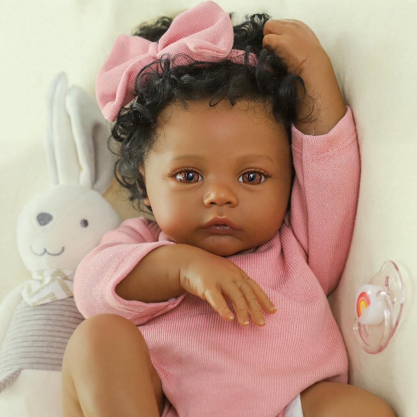 WOOROY Reborn Baby Doll Black Girl, 18 Inch Realistic African American Newborn Real Life Baby Doll, Handmade Realistic Vinyl Lifelike Baby Doll with Clothes for Kids and Collectors