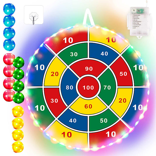 Dart Board for Kids, 29" Light Up Kids Dart Board with LED Sticky Balls Glow in the Dark Games Indoor Outdoor Toys Games for Kids Ages 4-8, Birthday Party Games Gift for Kids Ages 4 5 6 7 8 9 10 11 12