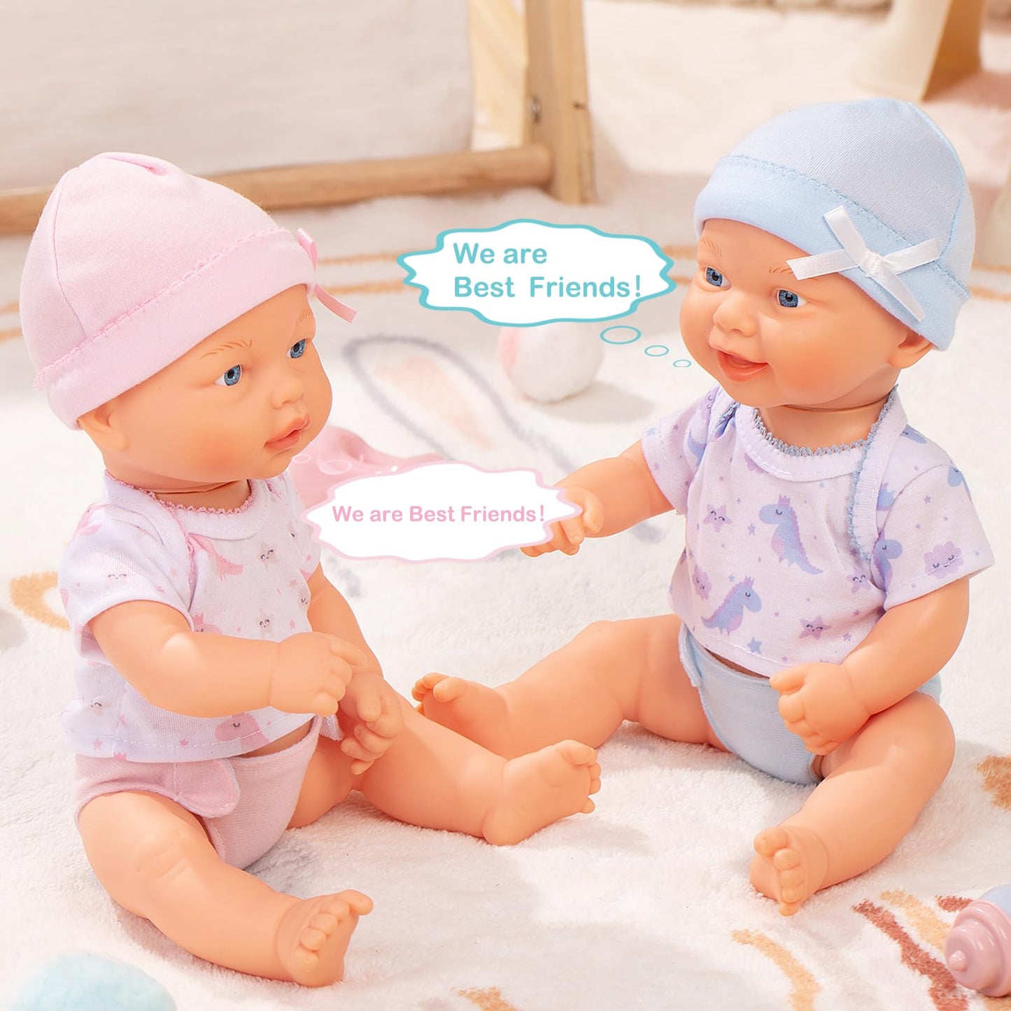Mother Love Interactive Twin Baby Dolls,13 inch Talking Baby Doll, Interactive Baby Dolls with Sounds,with Feeding Toy, for 3+ Year Old Girls and Boys Gifts