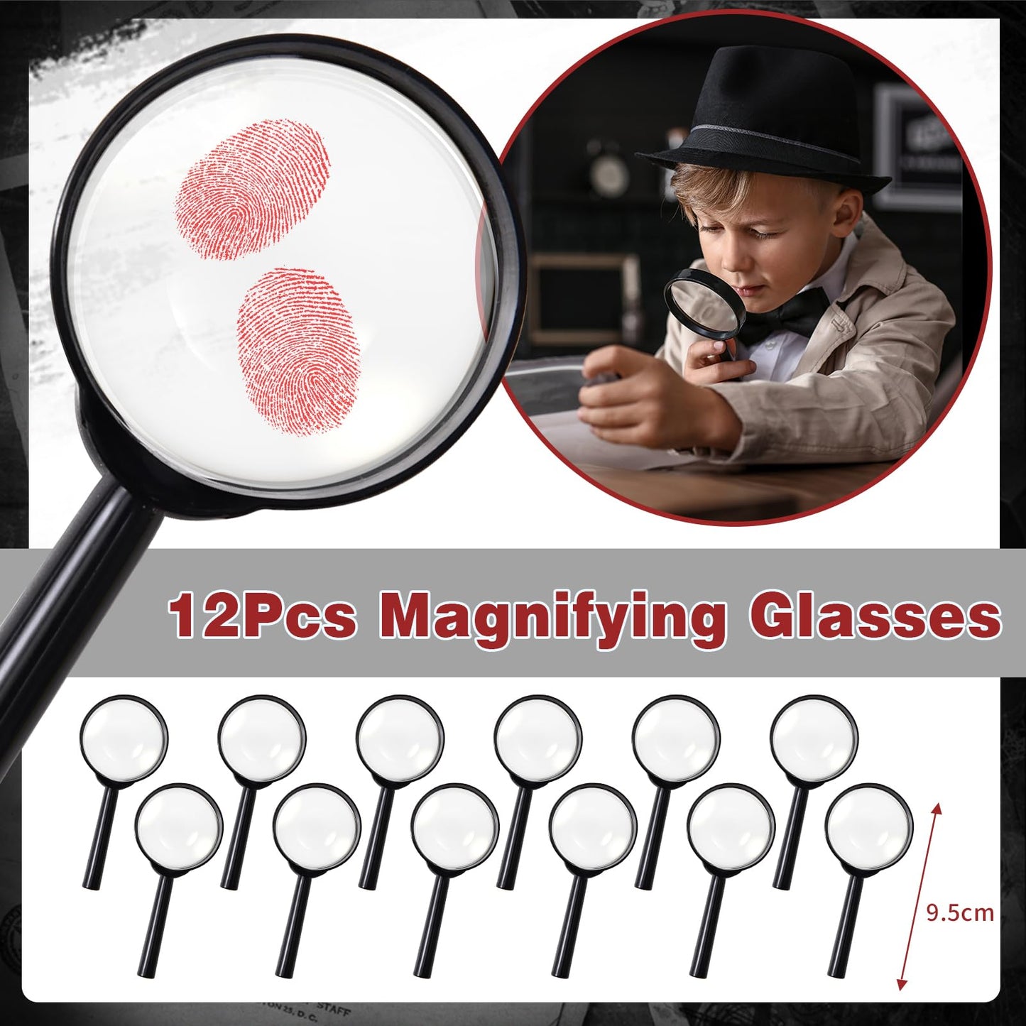 Winrayk Detective Party Favors Spy Birthday Supplies Invisible Ink Pen Top Secret Notebook Secret Agent Name Tag Magnifying Glass Ink Pad Envelope Kids Detective Game Spy Toy Escape Room Party Favors