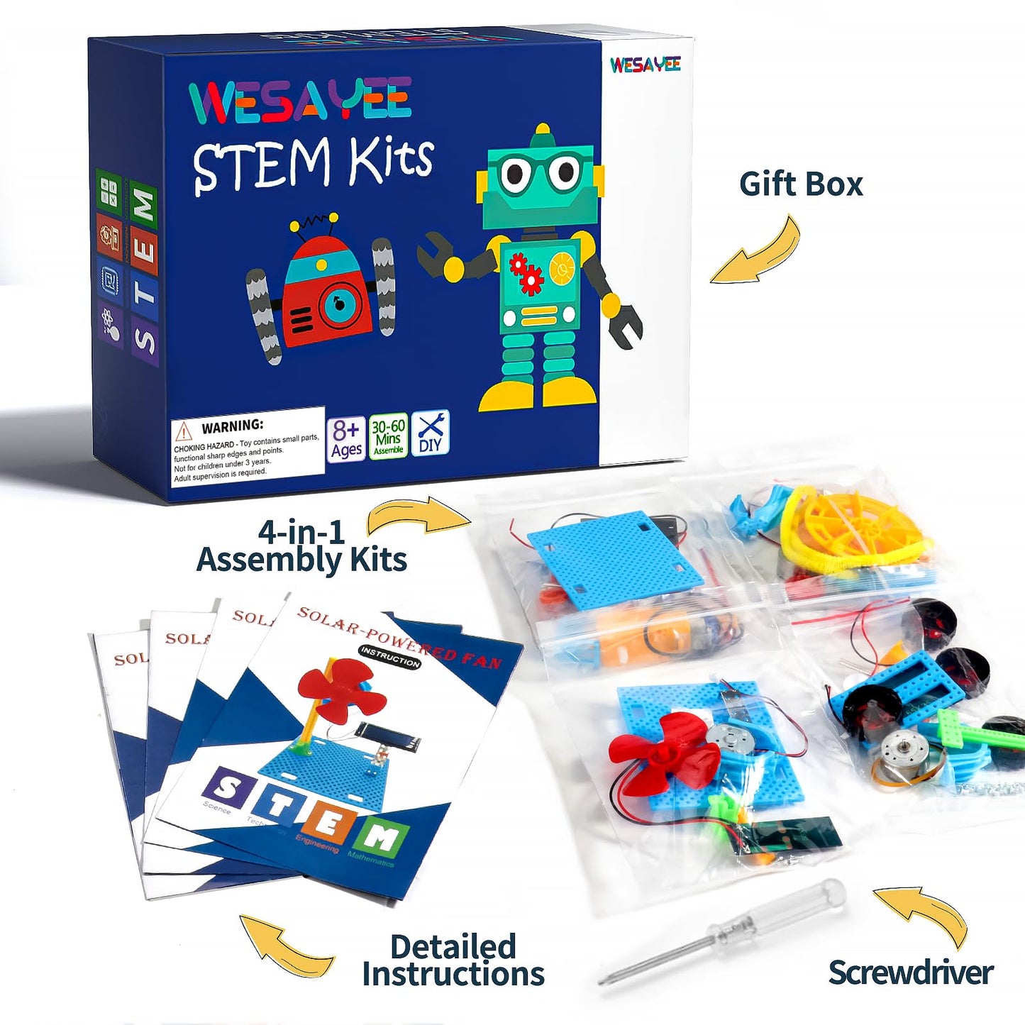 STEM Kits for Kids Crafts Ages 8-10, Solar Robot Kit STEM Building Toys for Ages 8-13, Engineering Science Experiments for Kids Age 8-12 Robotics, Arts and Crafts for Boys Girls Gifts 8 9 10 12-14