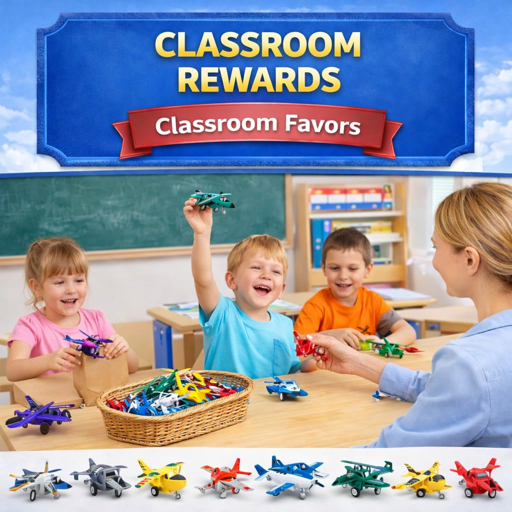 Liberty Imports Pull Back Airplanes Toys Vehicle Playset, Variety Pack of Helicopters, Stealth Bombers, Fighter Jets, Aircraft, Planes for Kids Toddlers Party Favors (24 Pack)