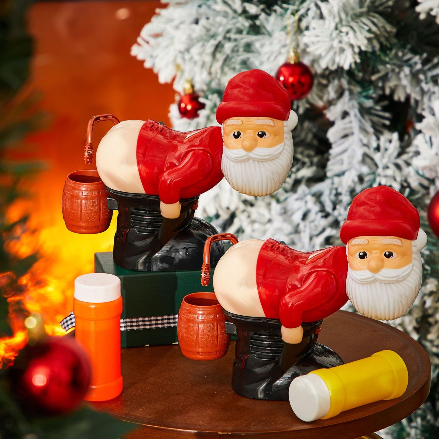 Wovnet 2 Pcs Christmas Santa Claus Bubble Machine Automatic Blowing Machine Santa Blower with Music Flashing Lights for Xmas Gift Indoor Outdoor Activity(Red)