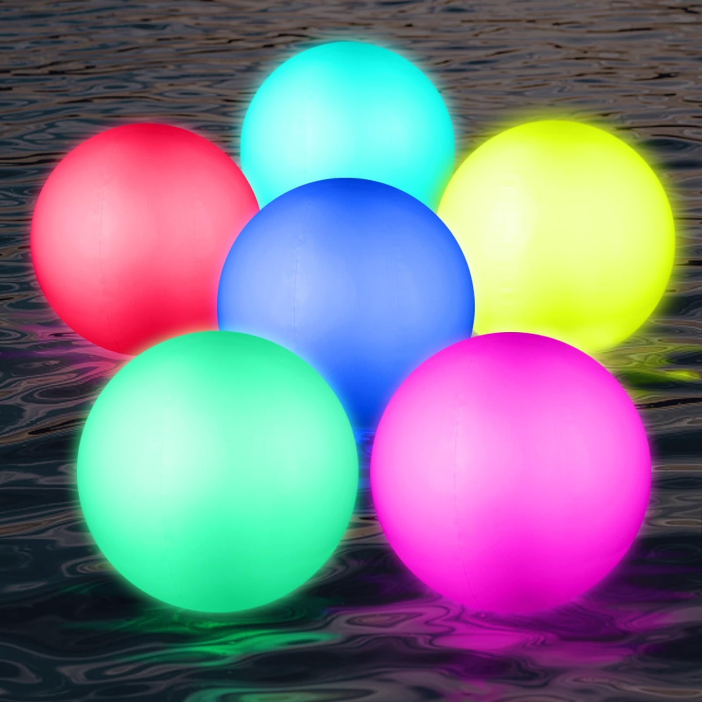 Icnice Pool Toys, LED Beach Ball, Glow in Dark Party Supplies, 4 Pack Inflatable Light up Ballon 12'' Floating Pool Light with Remote 16 Color 4 Mode (6 Pack)