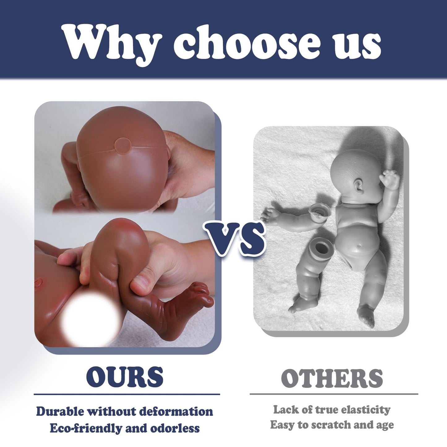 Maletofe 17 inches Full Silicone Reborn Baby Dolls Boys, Washable Silicone Body Lifelike Baby, Sleeping Newborn Doll, for 3 + Year Old Gifts with Gift Box (Gran-Dark)