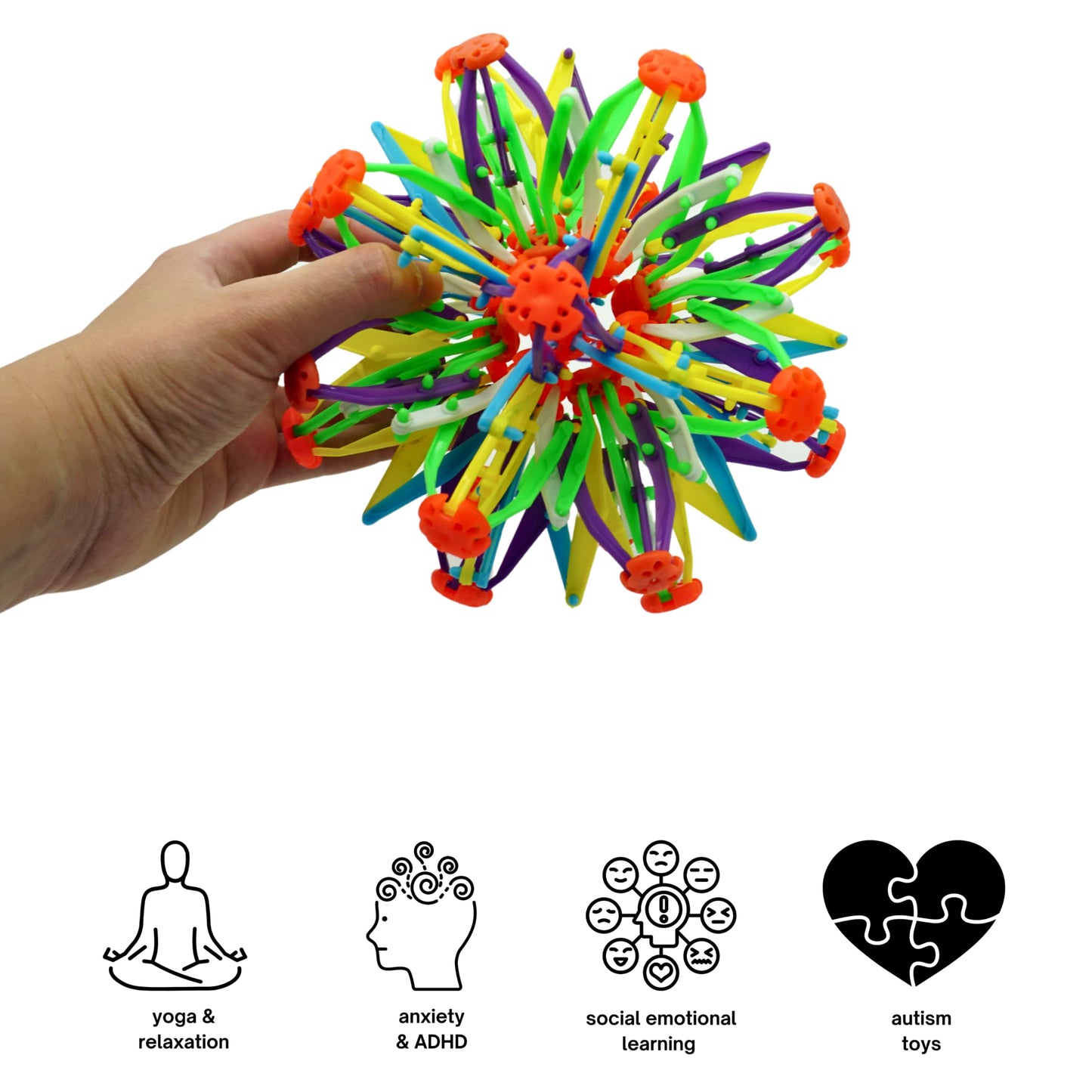 4E's Novelty Expandable Breathing Ball Sphere - Breathing Visual, Fidget Toys Expands from 6 to 12" Expanding Sphere for Kids & Adult
