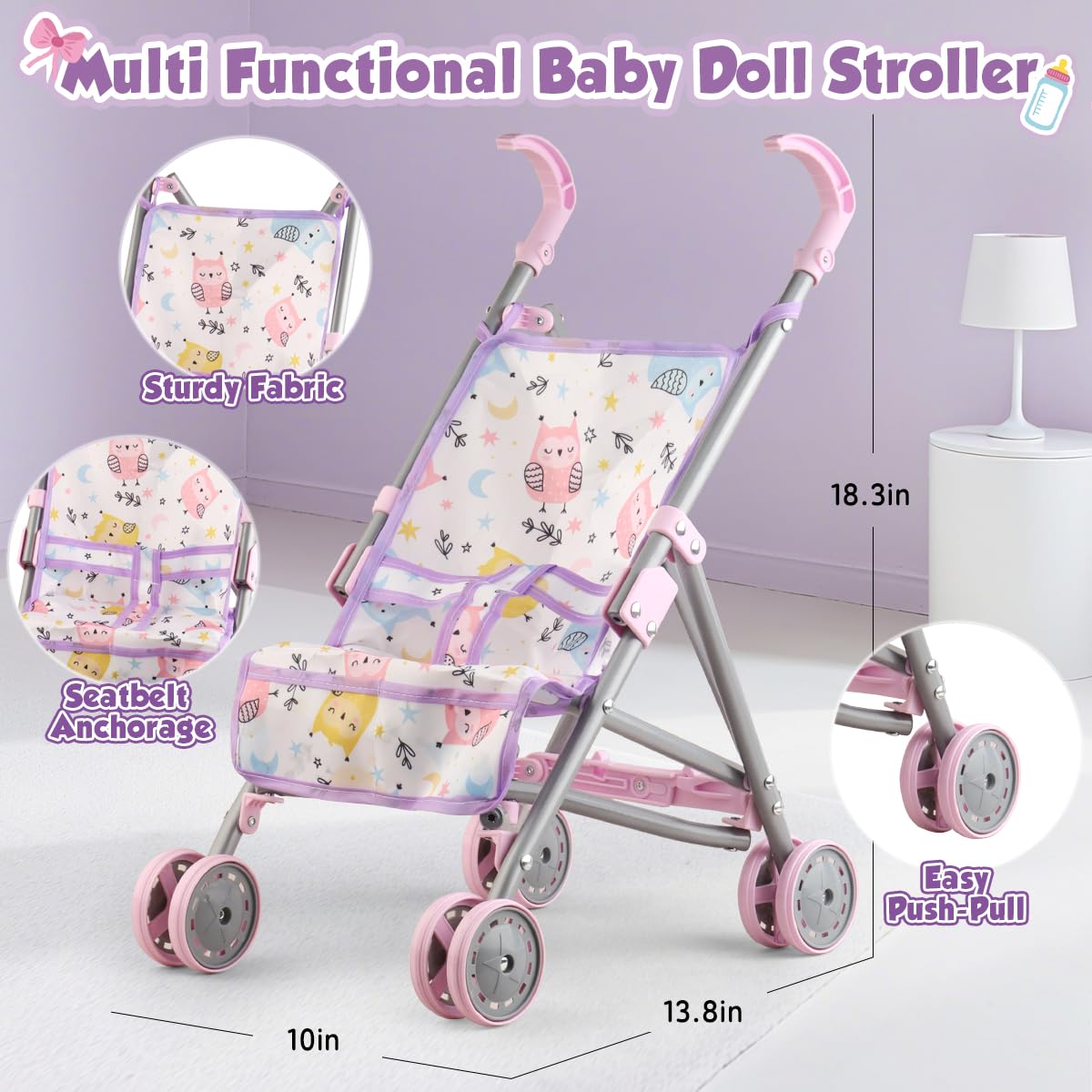 Baby Doll with Stroller Set for Realistic Pretend Play for 3 4 5 6 7 Year Old Toddler Girls Gifts. Baby Stroller Toys includes 12.5-inch Baby Dolls, 2 sets Doll Clothes and 17 PCS Doll Accessories