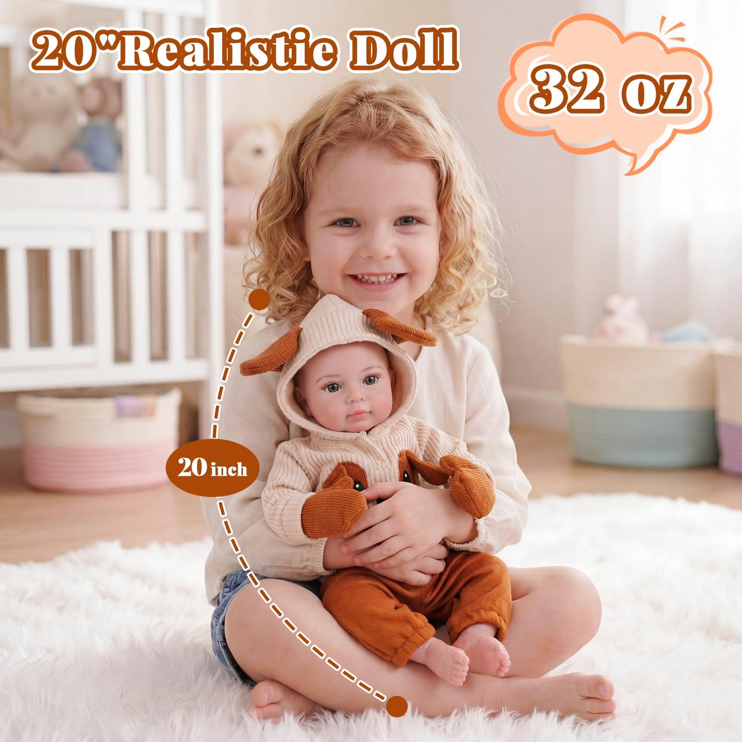 BABESIDE Lifelike Reborn Baby Dolls, 20 Inch Realistic Real Life Baby Poseable Doll Boy Soft Vinyl and Cloth Body Baby Dolls with Clothes and Toy Gift for Kids Age 3+
