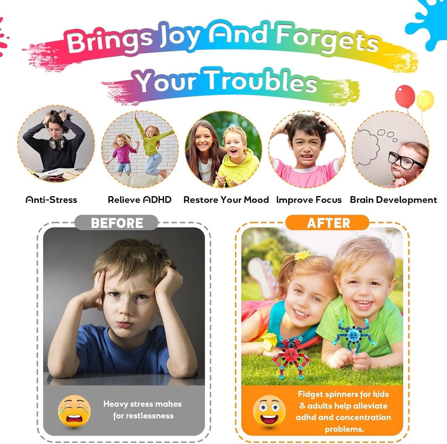 ASIOWELY Transformable Fidget Spinner Toys for Kids and Adults,10 Pcs Sensory Toy for Boys Girl ADHD Stress Relief Toys,Fingertip Gyros Travel Toy Party favors for Teens Birthdays Gifts Easter Present