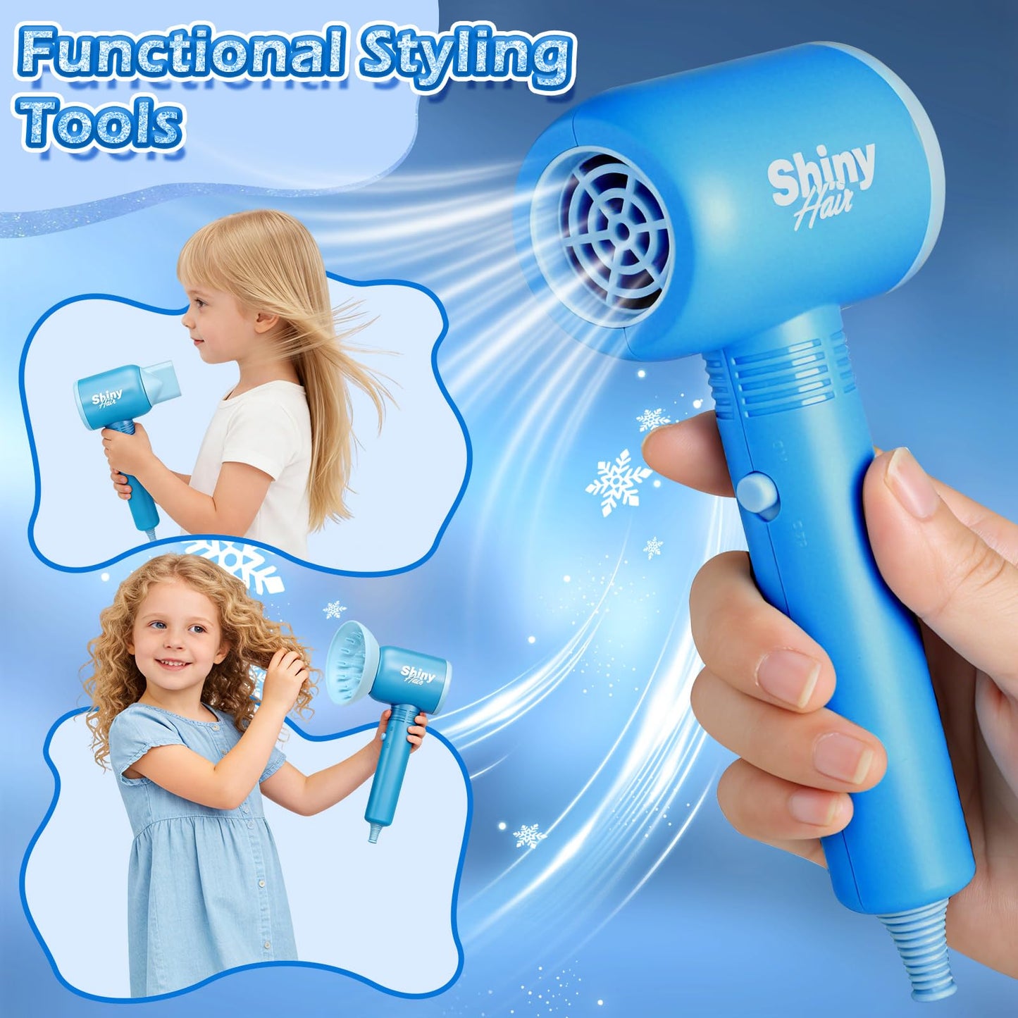 Blonde Hair Styling Doll Head 10.5” with Washable Makeup Set, 3-in-1 Styling Head Toy with 20+ Accessories, Pretend Hair Salon Playset for Girl, Birthday Gifts for Girls Ages 3 4 5 6 7 8+