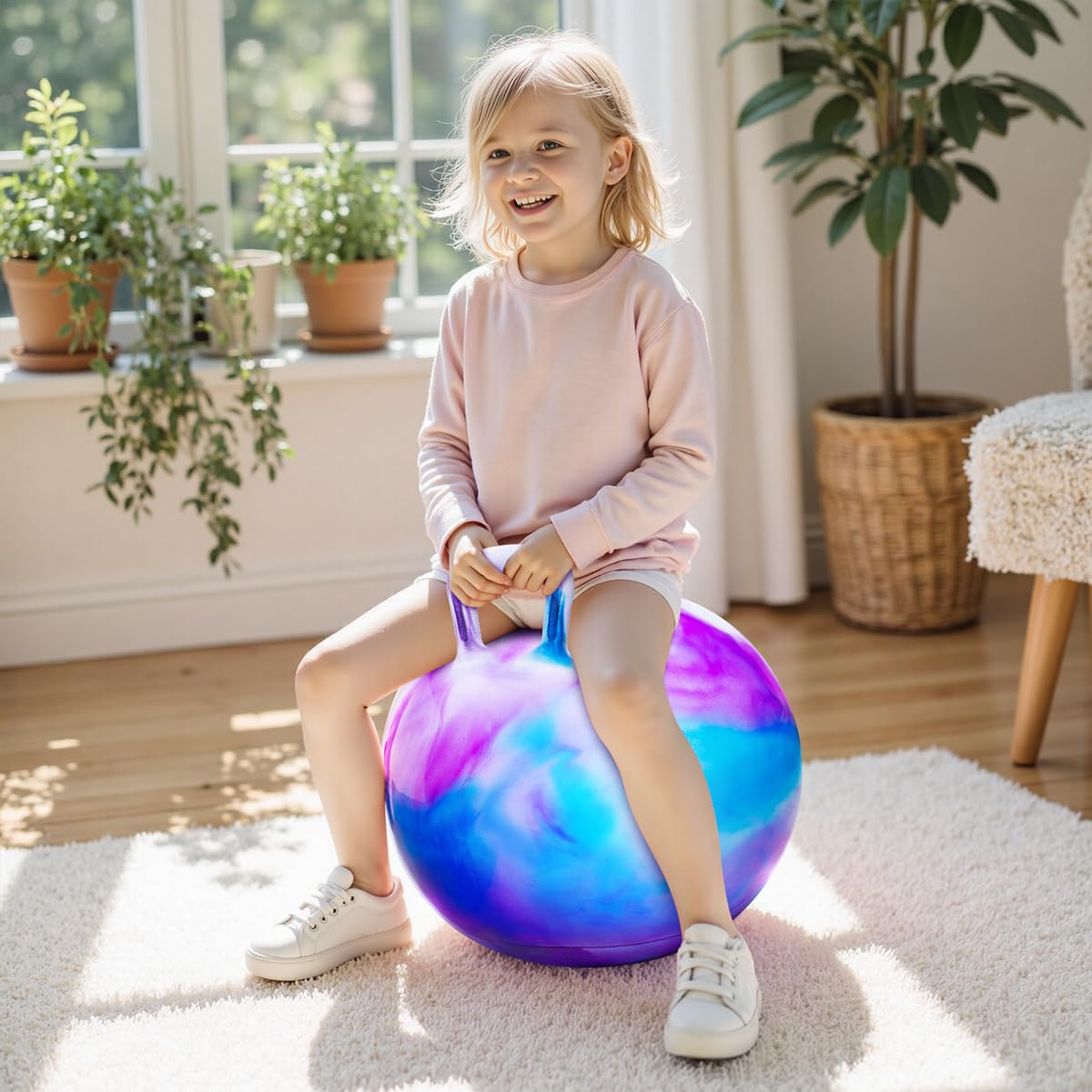 PlayZap Hopper Balls for Kids 10+, 22 Inches Bouncy Ball with Handle, 22" Inflatable Bouncing Hopper, 55cm Bouncing Toys, Big Hopping Toys for Boys Girls Gifts