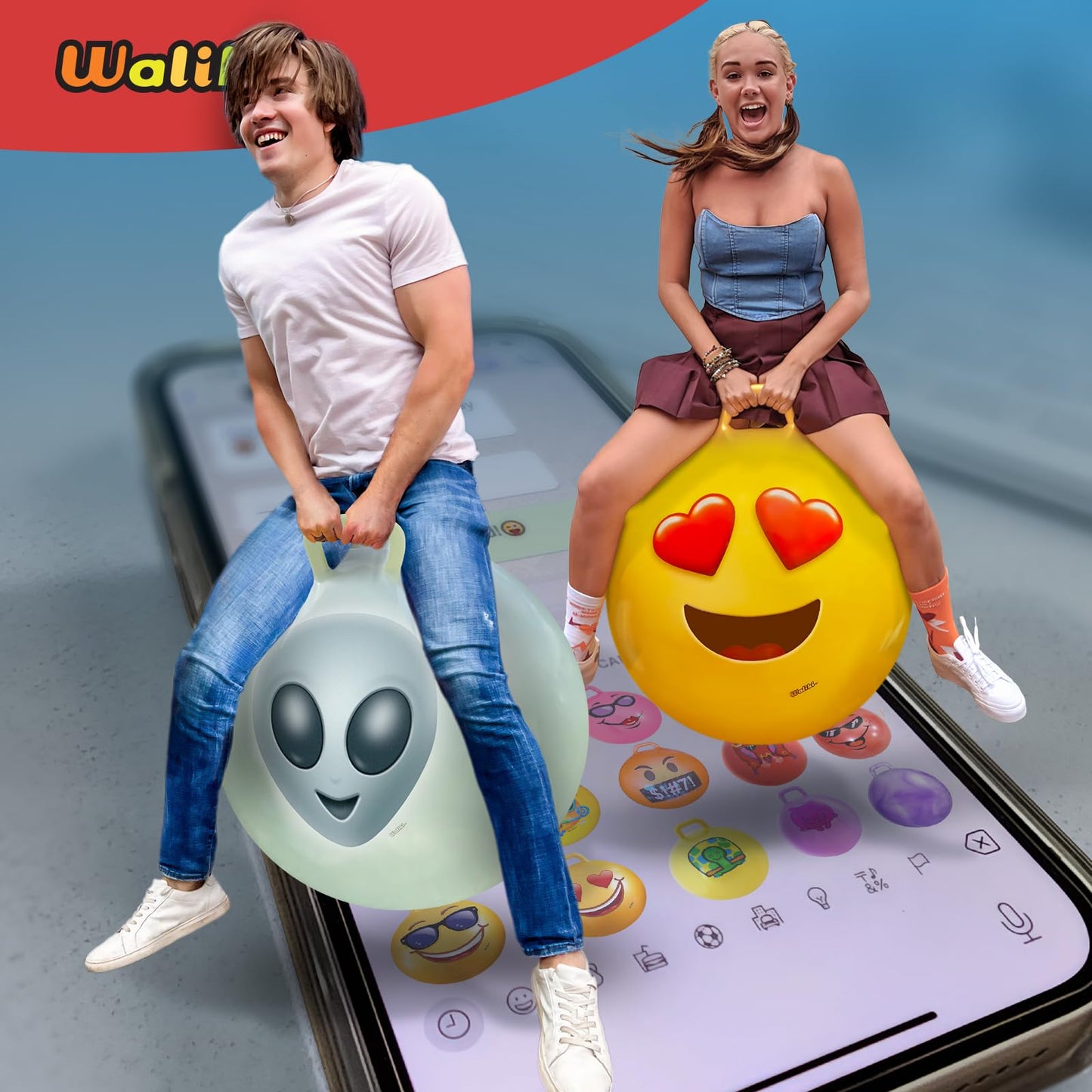 WALIKI Hop Ball for Adults | 29" Glow in The Dark Alien Hopping Ball | Sit and Bounce Ball | Great for Team Building