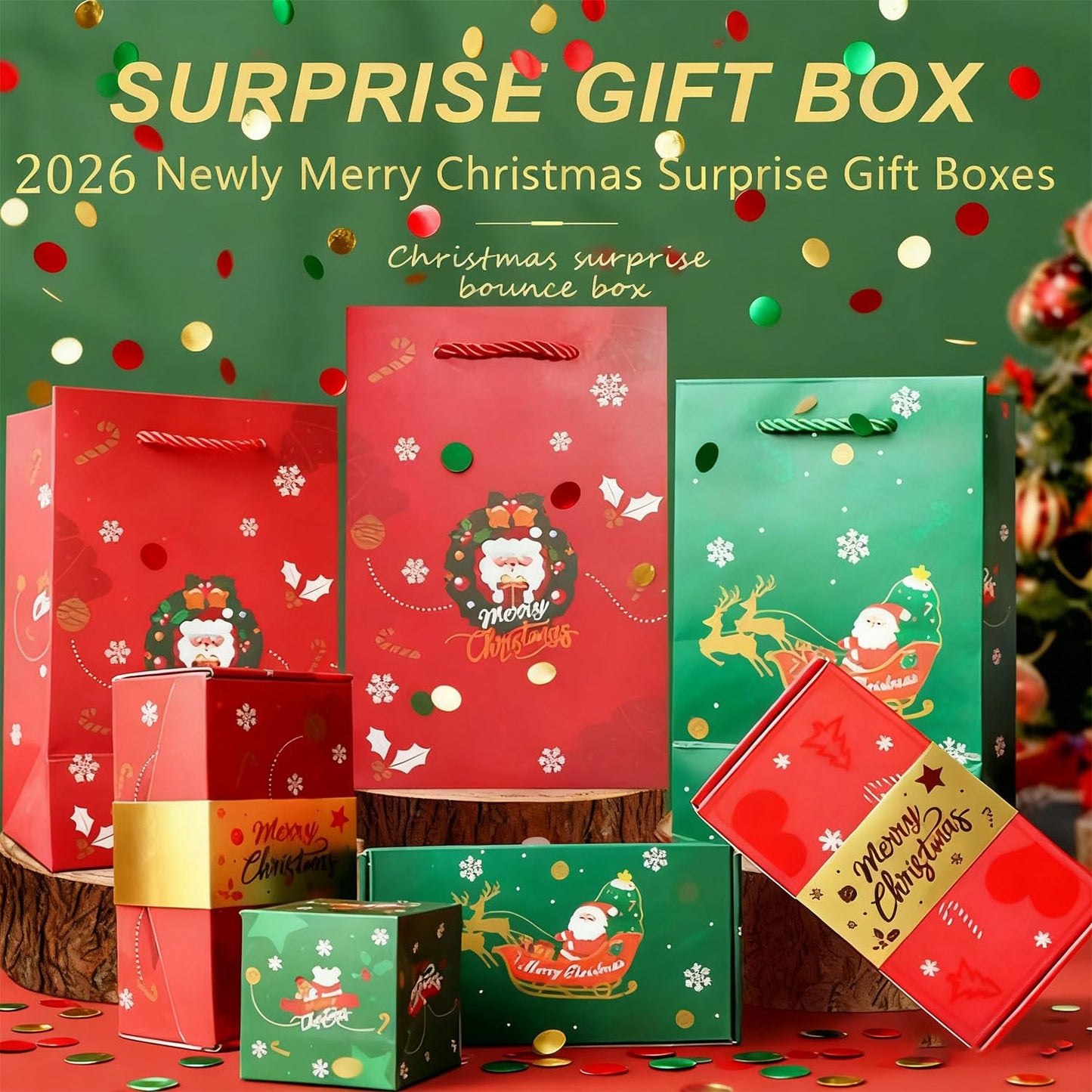 BOVVSKY 16PCS Surprise Gift Box Explosion for Money, Merry Christmas Surprise Gift Box Explosion for Money, Christmas Cash Luxury Folding Pop-Up SurpriseBox (Red)