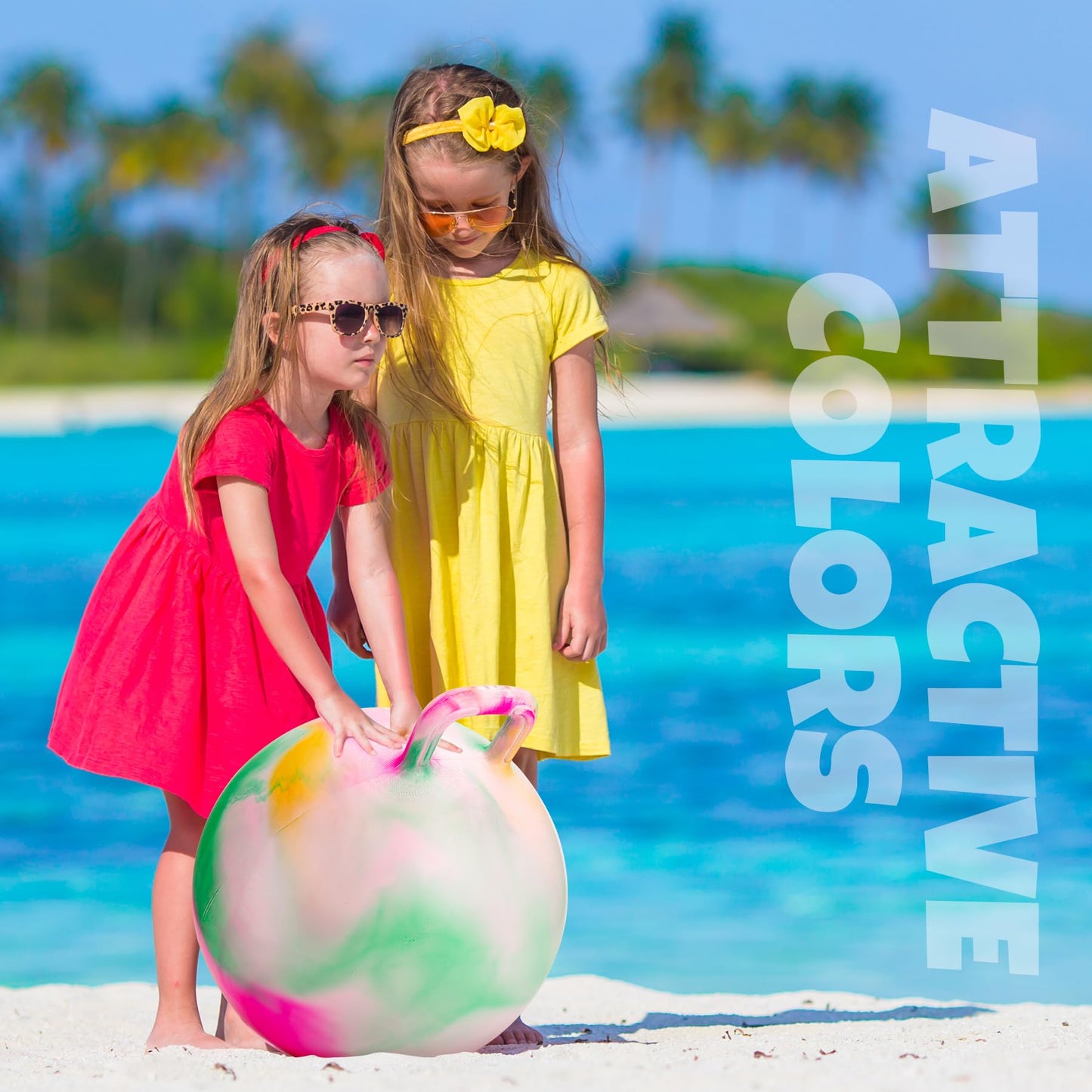 ZOOJOY Hopper Ball for Kids, 18 Inch Bouncy Ball with Handle, Inflatable Clouds Girl Toys for Indoor Outdoor Active Play with Pump, Balance Hopping Gifts for Boys Girls 3-8 Yr Old