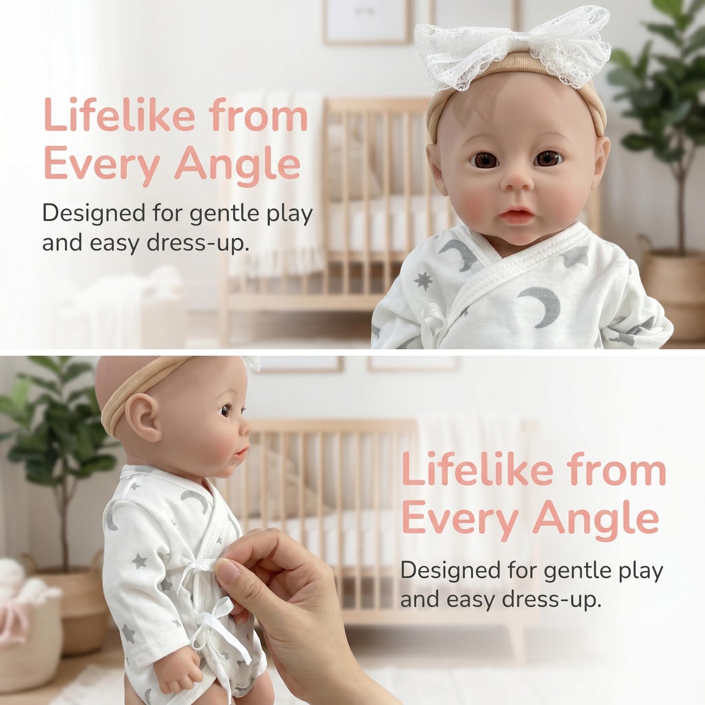 Full Silicone Baby Doll 12 Inch,Realistic Reborn Baby Doll with Lifelike Skin Texture & Weight,Soft & Squishy for Girls Ages 3+,Collectors,Kids,Christmas & Special Occasions