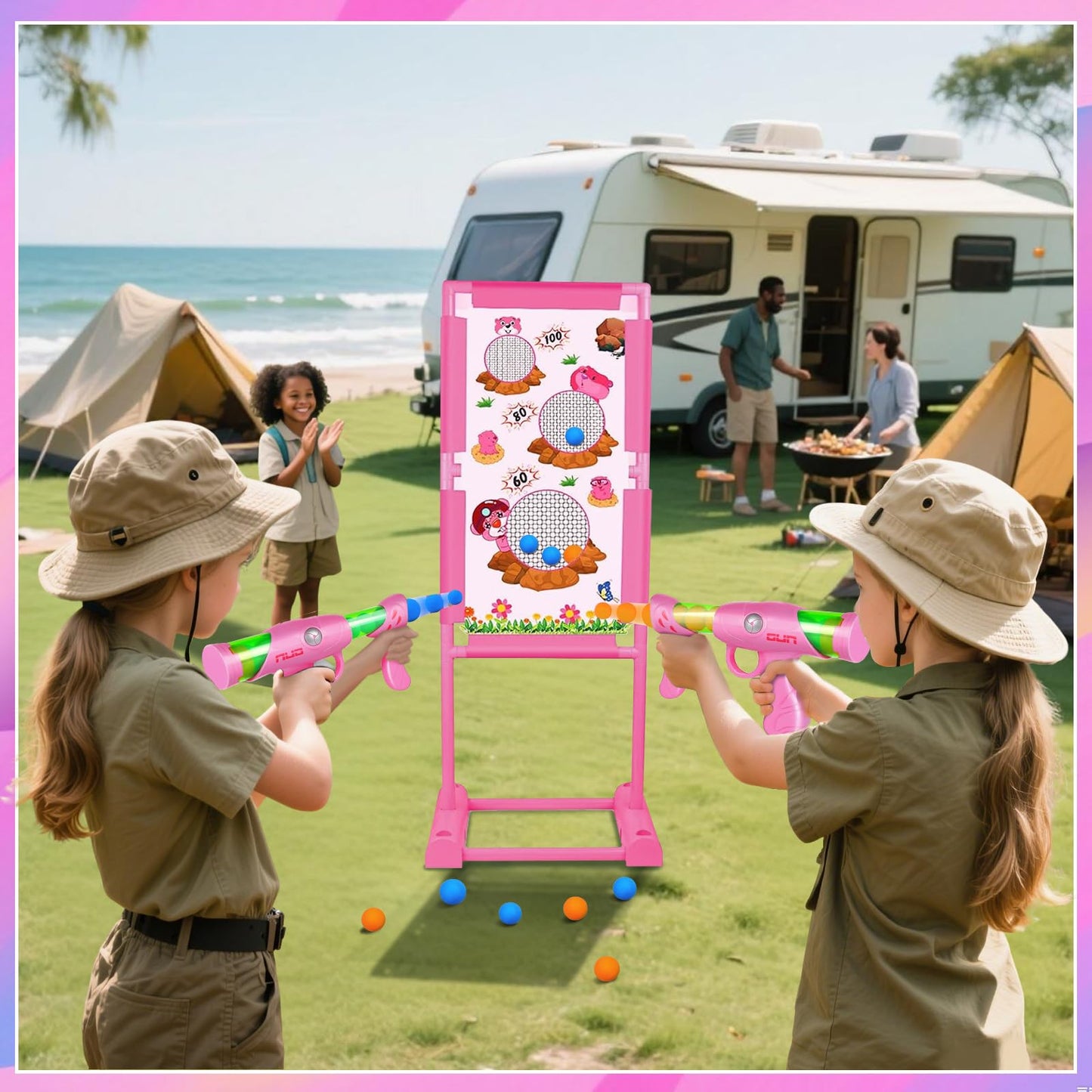 TIGTECGAME Upgraded Moving Shooting Game Toy for Boy Girl Age of 5 6 7 8 9 10 11 12 Years Old Includes Shooting Target & 2 Blaster Guns & 18 Foam Balls - Ideal Christmas Birthday Gift for Kids