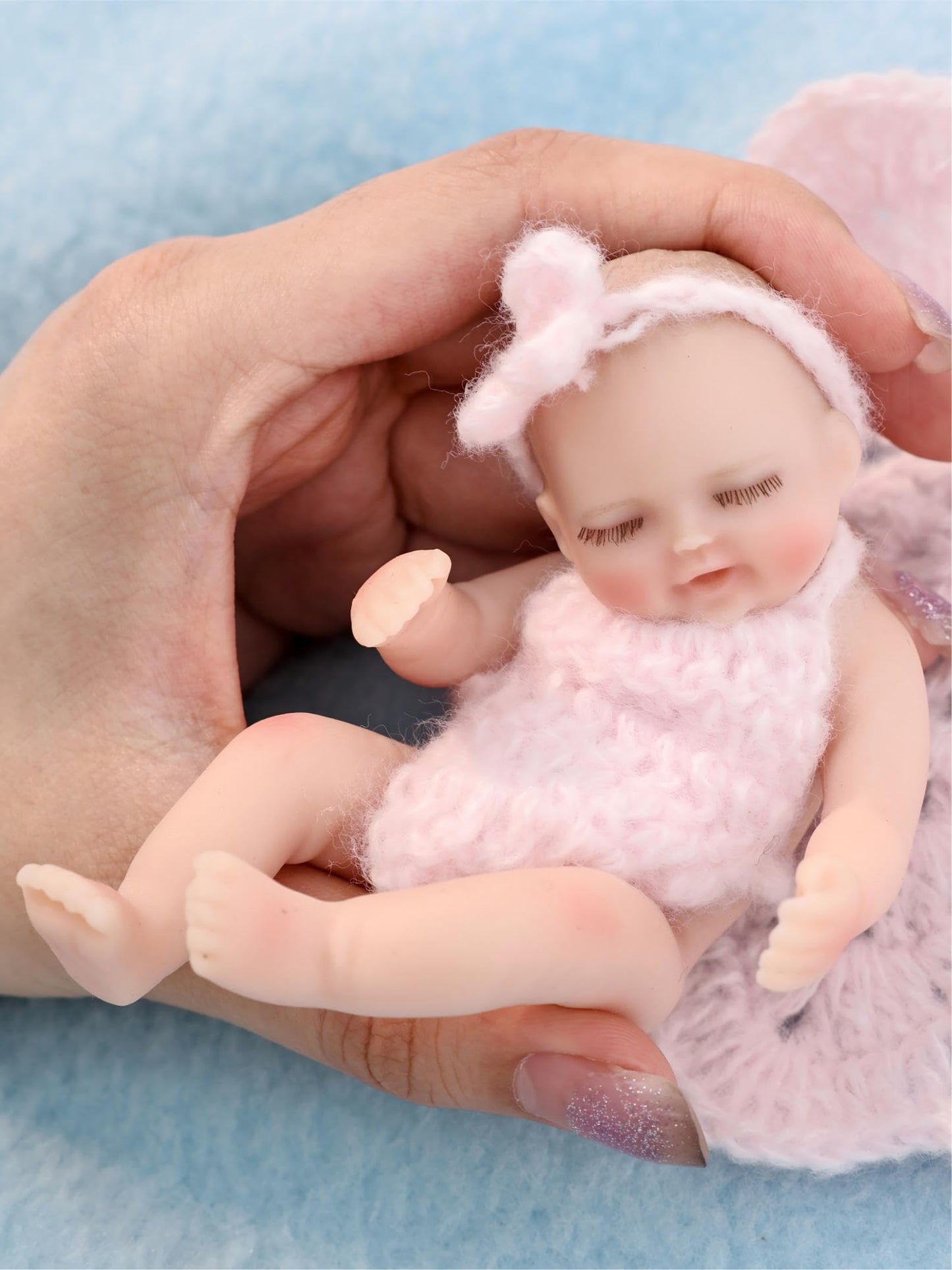 Cloveray 5 inch Mini Platinum Silicone Reborn Baby Doll, Tiny Silicone Baby Dolls，Realistic Newborn Baby Dolls Full Body Stress Relief, Decoration, Gifts, Collectible