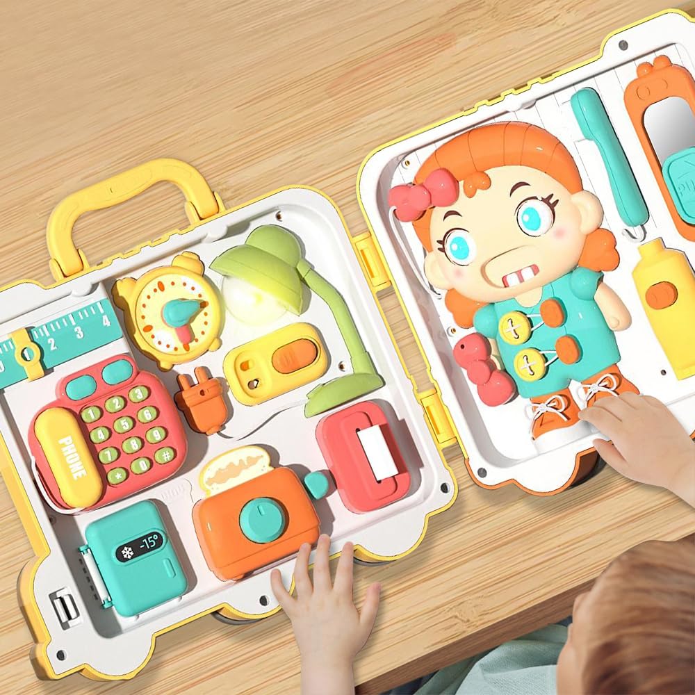 Musical Montessori Busy Board for 1 Year Old to 4 Years Old | 8-in-1 Sensory Gameplay | Educational Toys for Babies | Fine Motor Skills, Thinking & Senses | Toddler Busy Board Gift for Girls & Boys