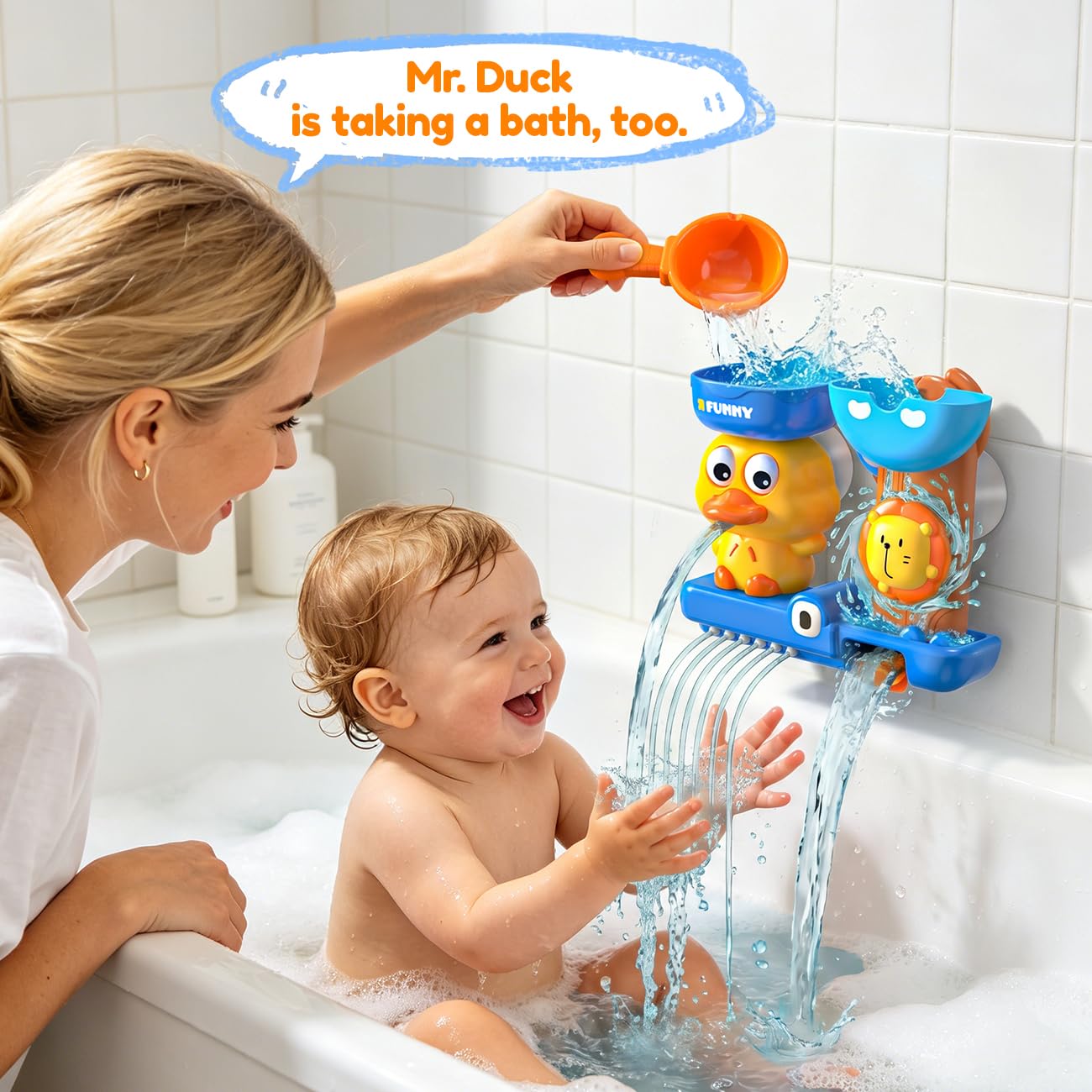 Bath Toys for 1 2 Year Old Boys: Cute & Fun Duck Bathtub Toys Toddlers 2-4 - Suction Bath Toys for Kids Ages 1-3-5 - Birthday Gifts for 1 2 3 Year Old Boy (Blue)