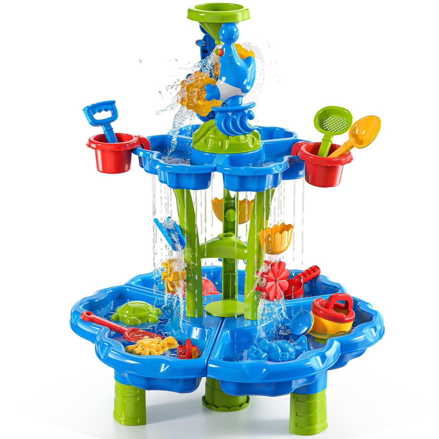 JUKUDAHU Water Table for Kids Ages 4-8 3-5, Sand and Water Table for Toddler with Beach Toys, Outdoor Toys Activity Sensory Play Table, Birthday Gifts for Toddlers 2 3 4 5 6 7 8 Boys Girls