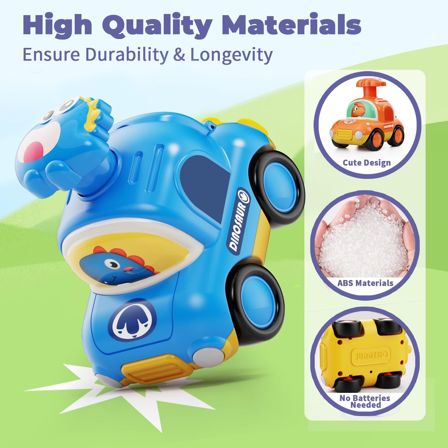 MOONTOY Press Go Dinosaur Toy Cars for Toddlers 1-3 Baby Toys for 1 2 Year Old Boy 1st Birthday Girl Gifts 6-9-12-18 Months Push Car Truck Toddler Boy Toys 1-2 2-3 2-4 Easter Basket Stuffers for Kids