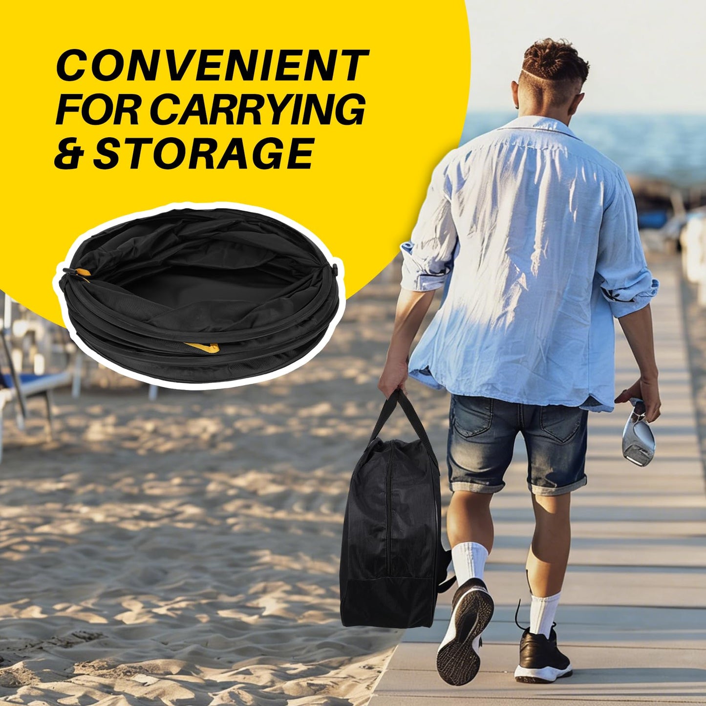 Teamaze Disc Golf Basket Set with 2 Flying Discs | Foldable Backyard & Beach Toss Game for Adults | All-Weather Outdoor Games with Carry Bag | Perfect for Lawn, Tailgating & Camping Games