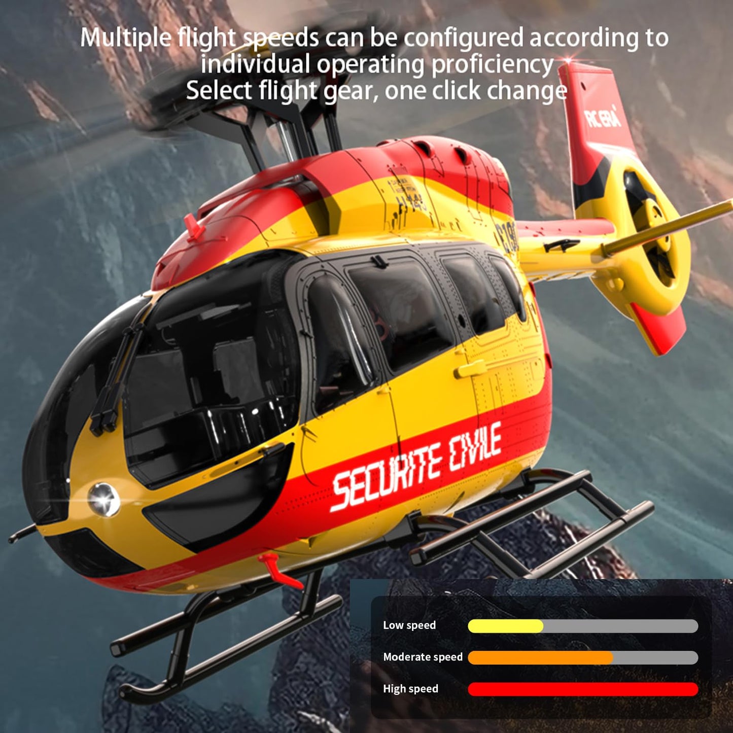 Ssccgym C190 H145 6CH Remote Control Helicopter Aircraft for Adults Beginners RC Heli Single Rotor No Ailerons Maintain Altitude Hover/Optical Flow Positioning RTF 335MM (Yellow 2-Battery)