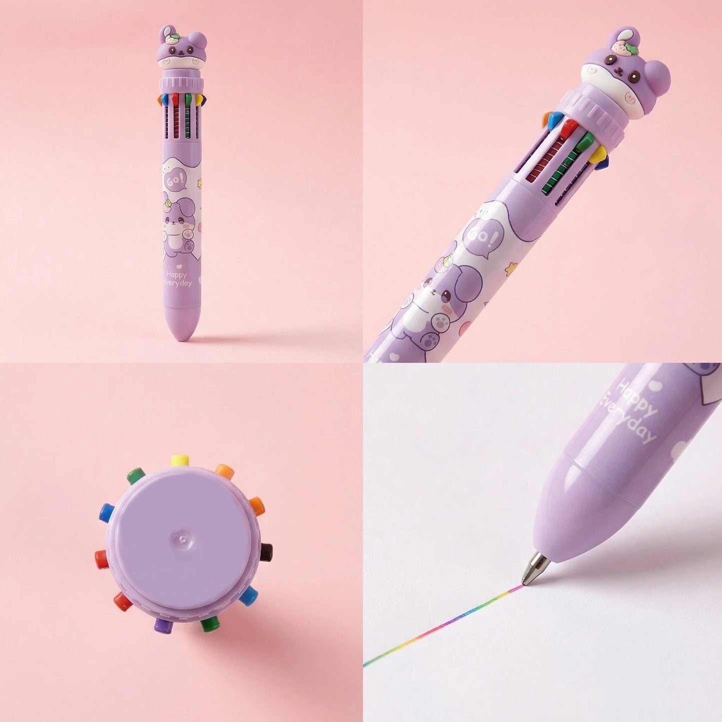 Rarler 20 Pcs Cute Cartoon 10-Color fidget Pens, Bulk Multicolor Ballpoint Pens, Party Favors for Kids 8-12, Goodie Bag Stuffers, Birthday Party Gifts, Classroom Prizes