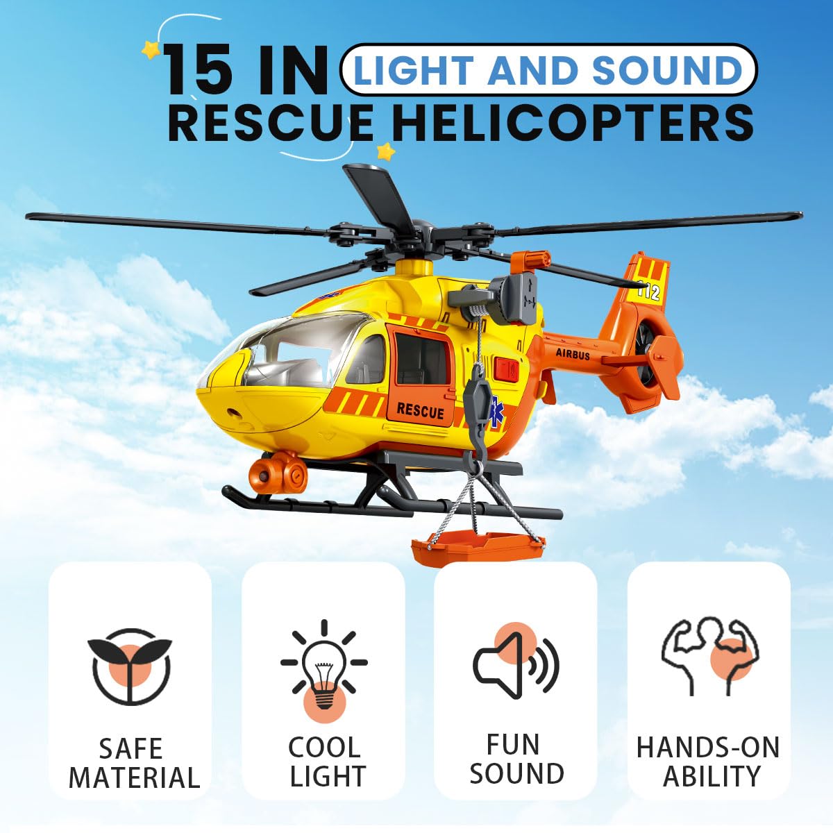 CSDCSD Rescue Transport Helicopters Kids Toys,Helicopters Toy with Crane and Transport Racks,Gifts for Age 3 4 5 6+ Years Old Boys Girls