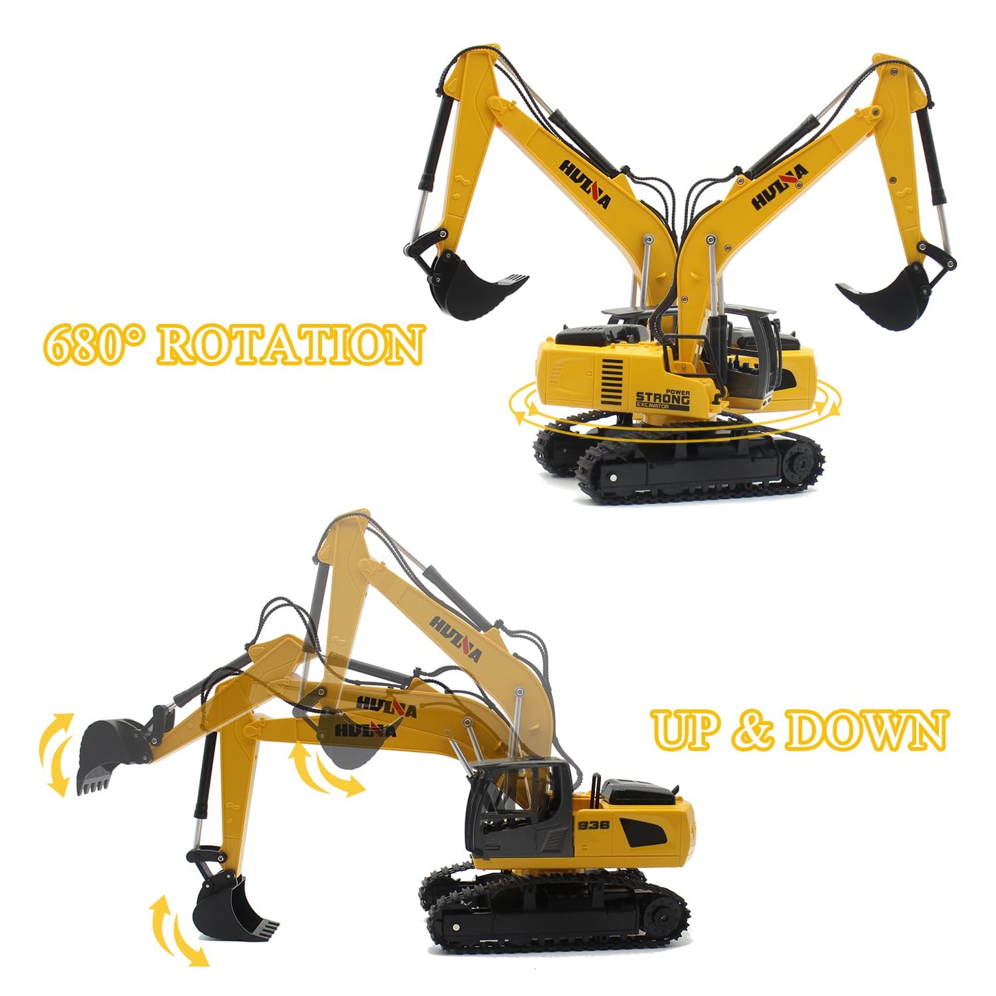 Fistone RC Semi Truck & Excavator Set, 2.4Ghz Remote Control Toys, 1:24 RC Semi-Trailer Engineering Tractor With Sound and Lights, Construction Vehicles for Boys