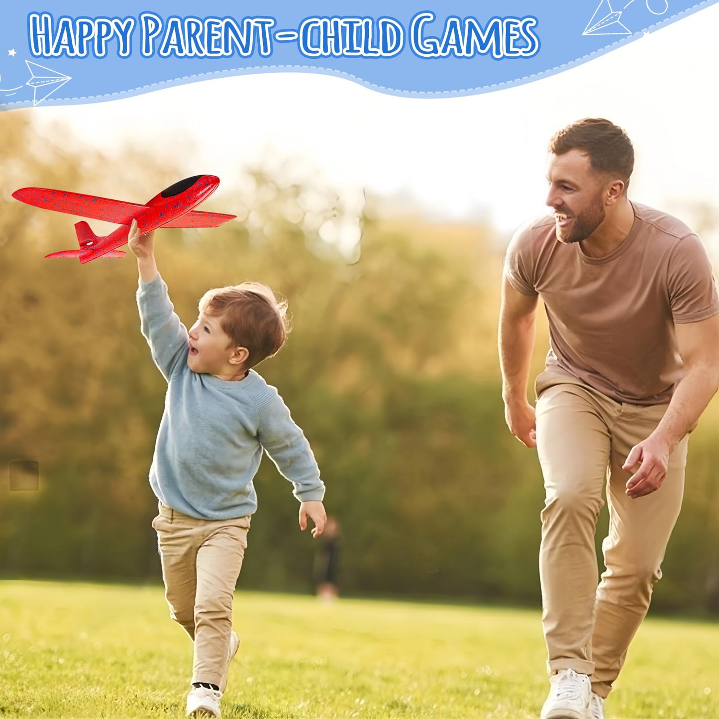 IJRPLM 6 Pack Foam Airplanes Toys, 17.5" Large Glider Airplanes for Kids, 2 Flight Mode Glider Plane, Flying Styrofoam Plane for Outdoor Sport Birthday Party Favors