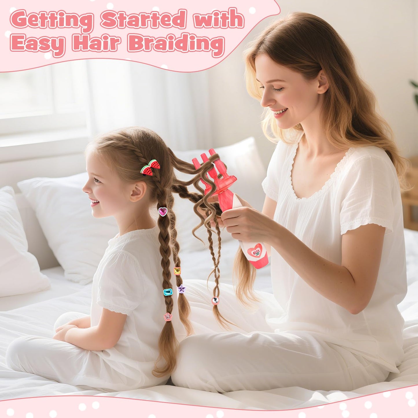 Dreamon 51 Pcs Hair Styling Tools - Hair Gem Stamper Kit and Automatic Hair Braider - Bling Hair Jewels for Girl with Reusable Shining Diamonds and Hair Chalk - Hair Salon Toys Christmas Birthday Gift